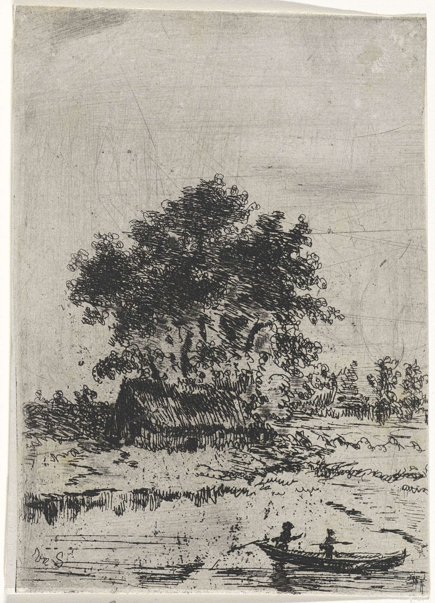 Landschap met hut onder bomen by Arnoud Schaepkens