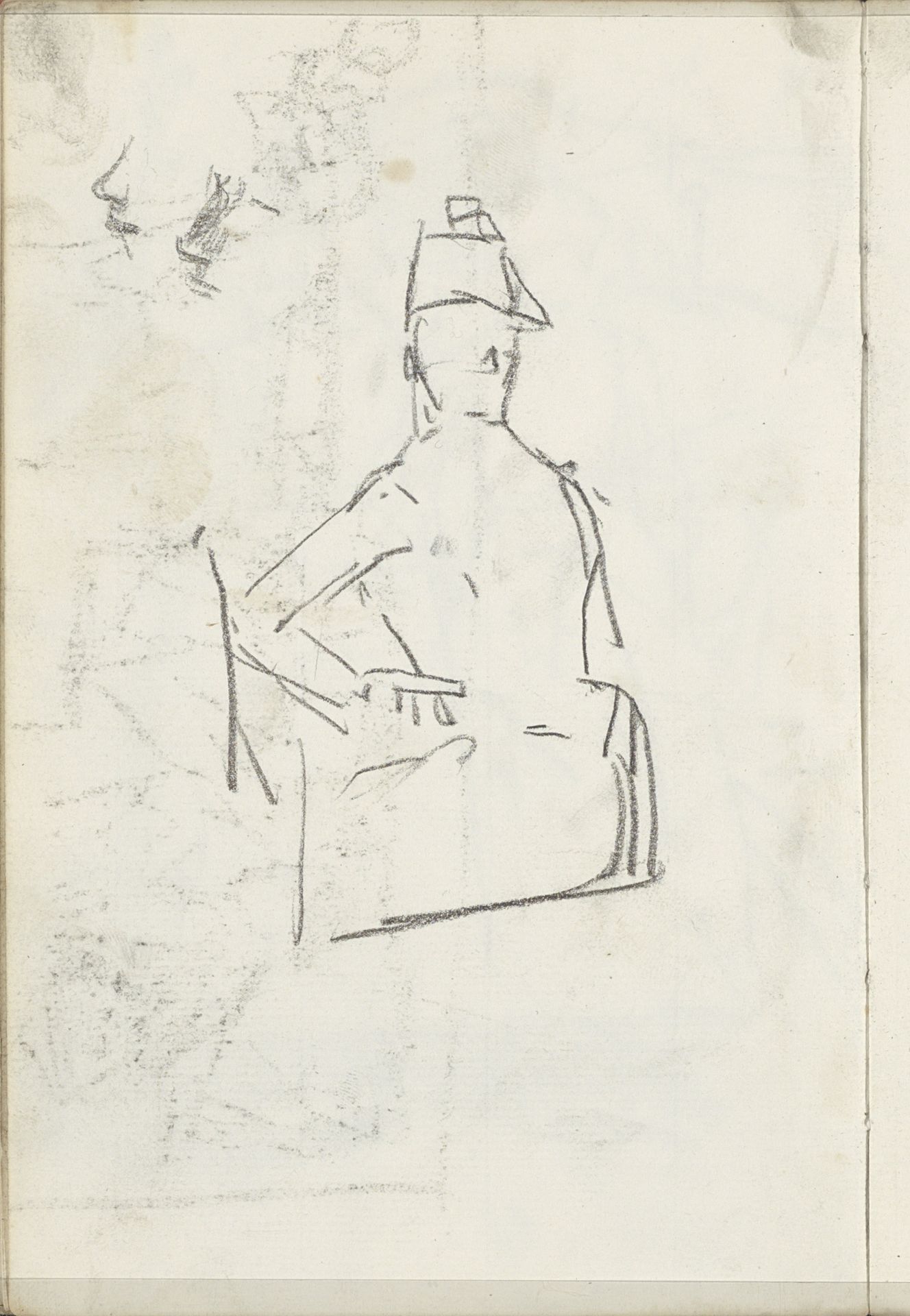 Zittende figuur en twee neuzen by George Hendrik Breitner
