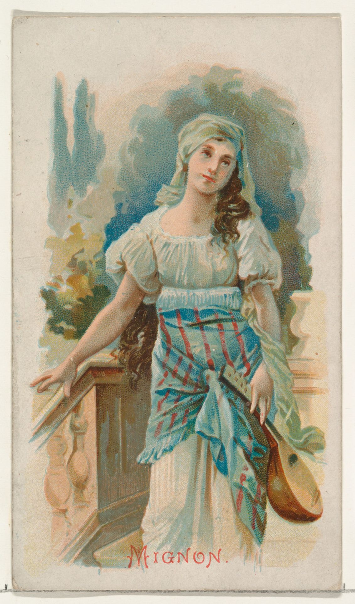 Mignon, from the Illustrated Songs series (N116) issued by W. Duke, Sons & Co. to promote Honest Long Cut Tobacco by W. Duke, Sons & Co.