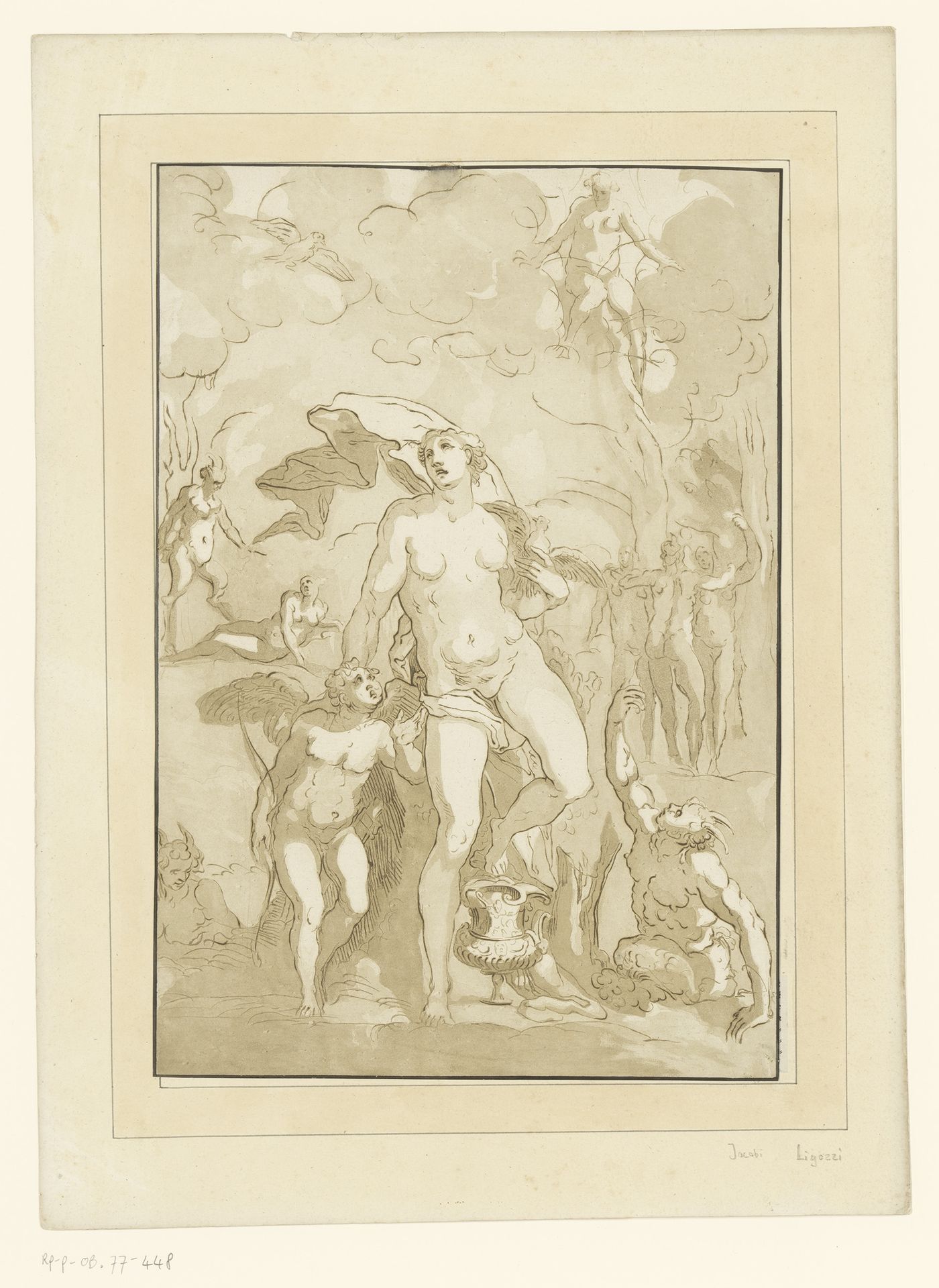 Venus, Amor en saters by Johann Gottlieb Prestel