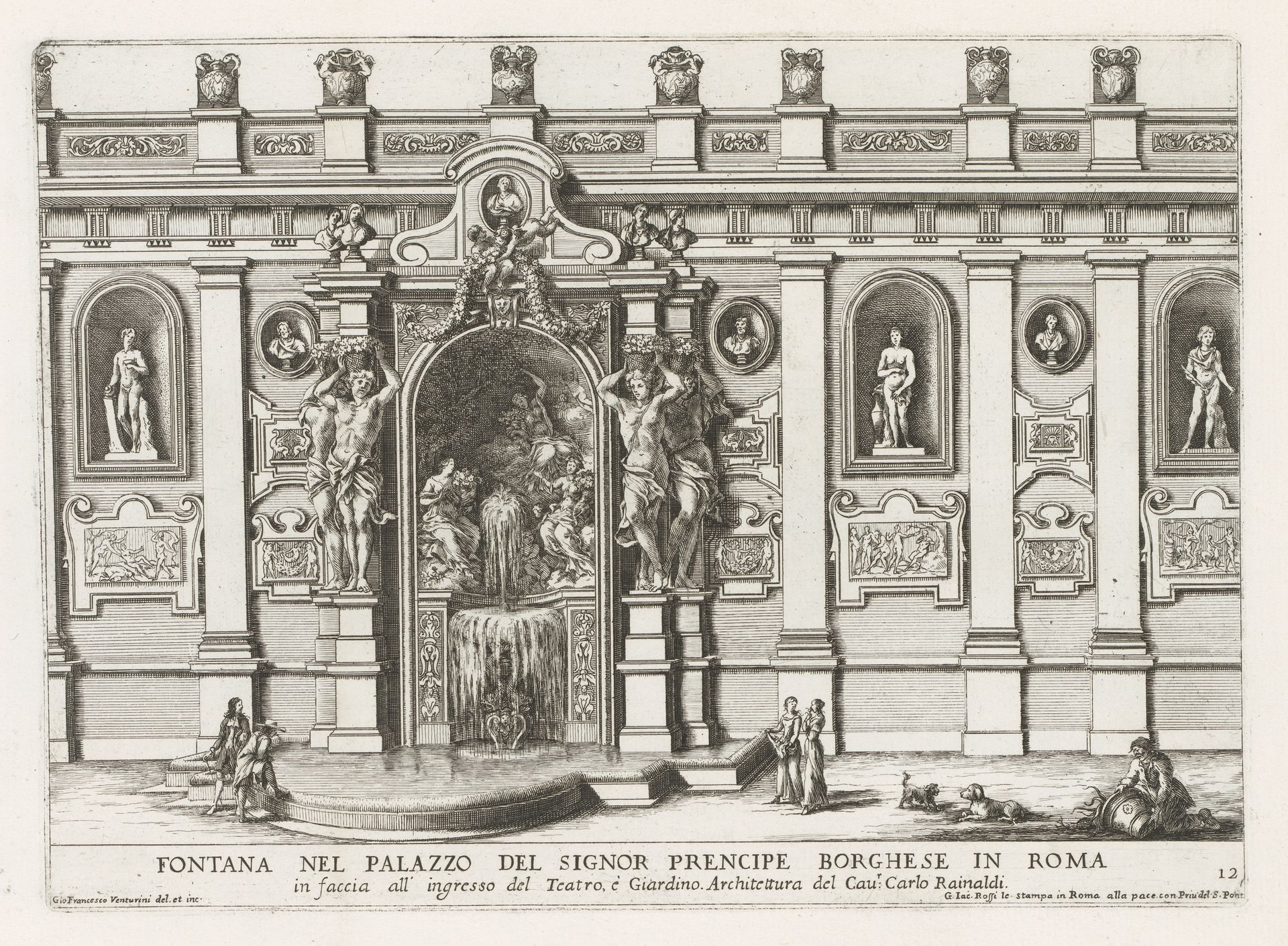 Nymphaeum in de binnenplaats van het Palazzo Borghese te Rome by Giovanni Francesco Venturini