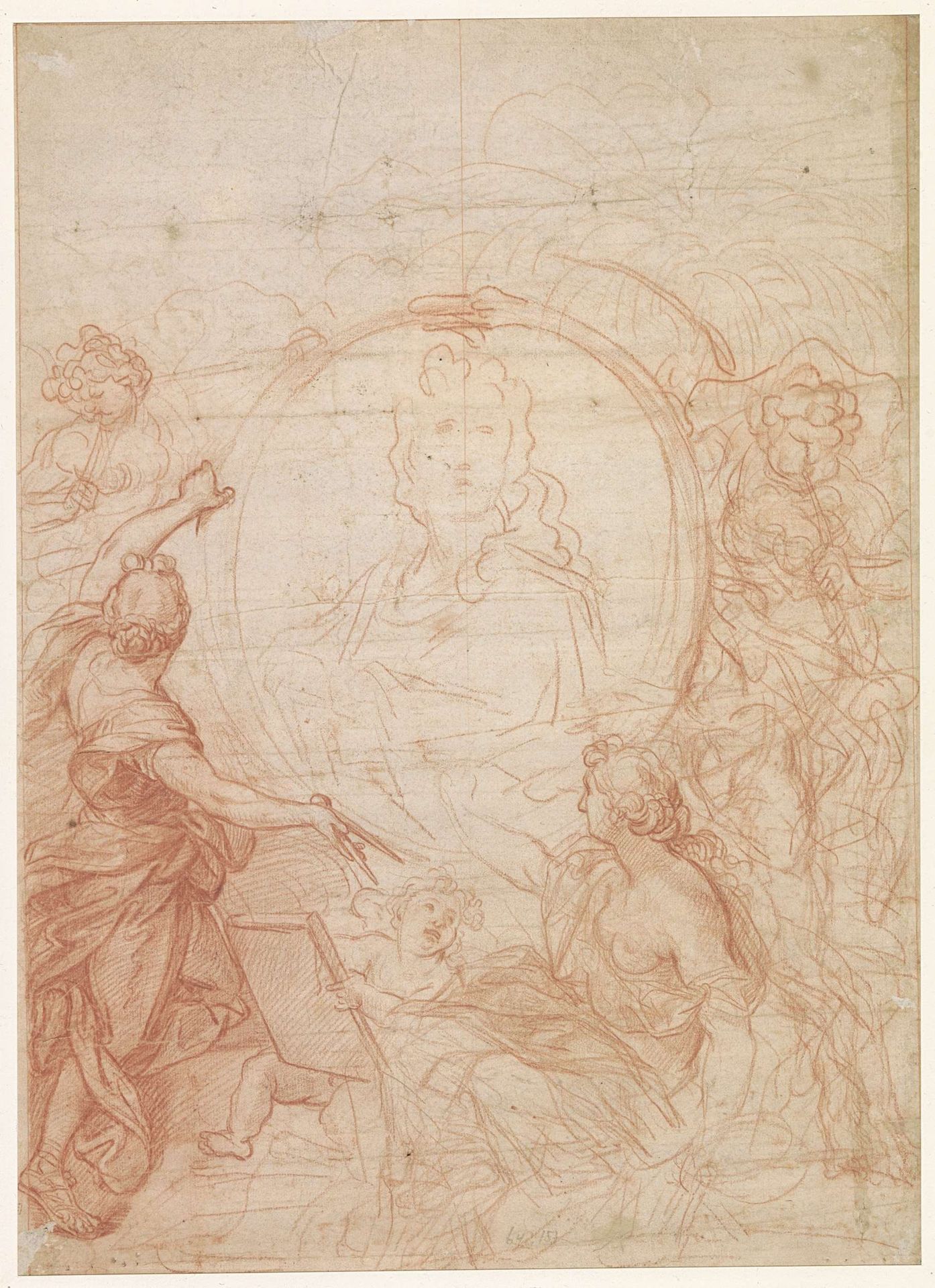 Ontwerp voor een portret omrand door een slang by Charles Le Brun