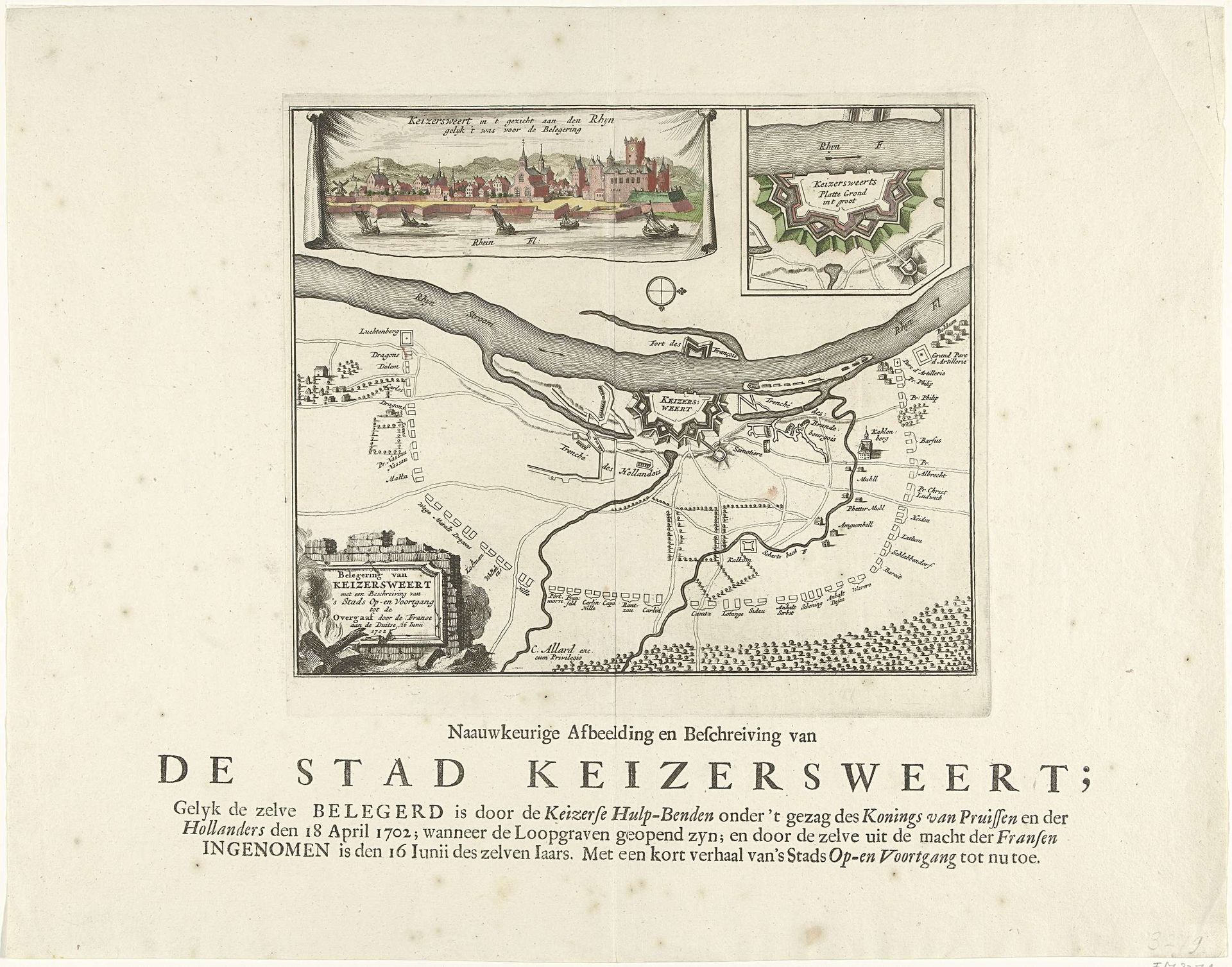 Kaart van het beleg van Keizersweerd, 1702 by Anonymous