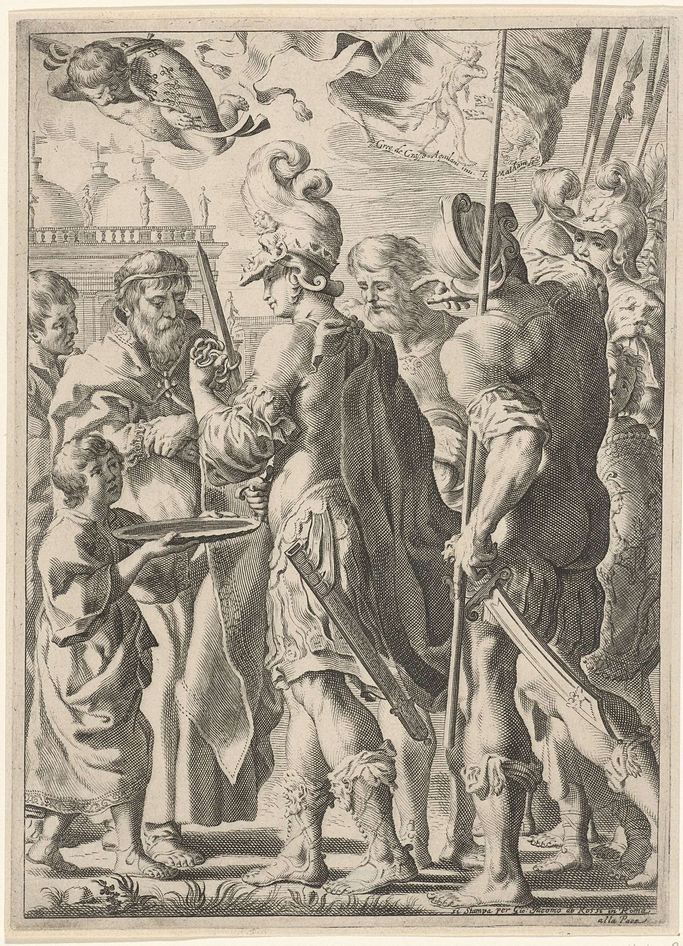 Alexander hakt de Gordiaanse knoop door by Theodor Matham