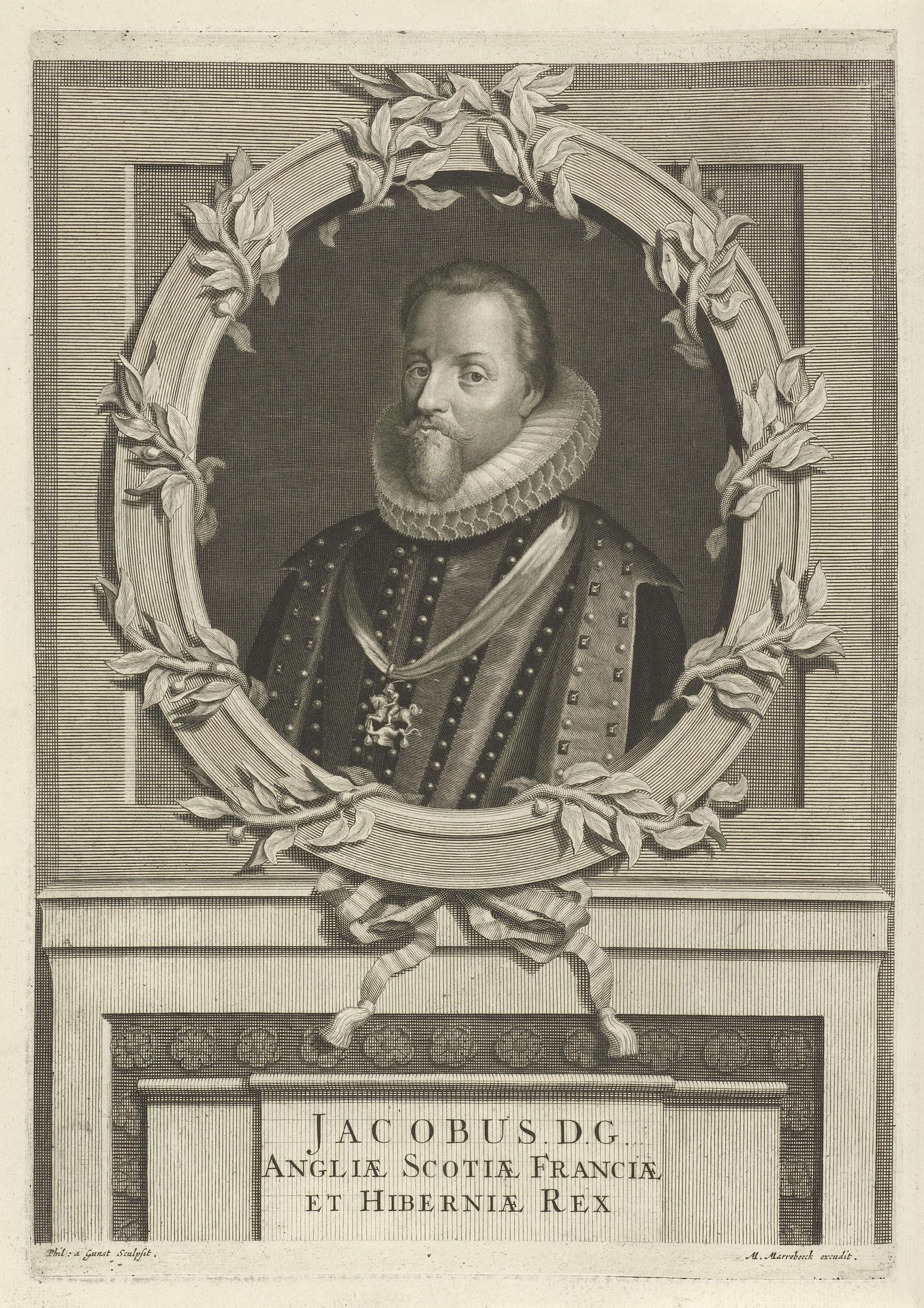 Portret van Jacobus I van Engeland by Philip van Gunst