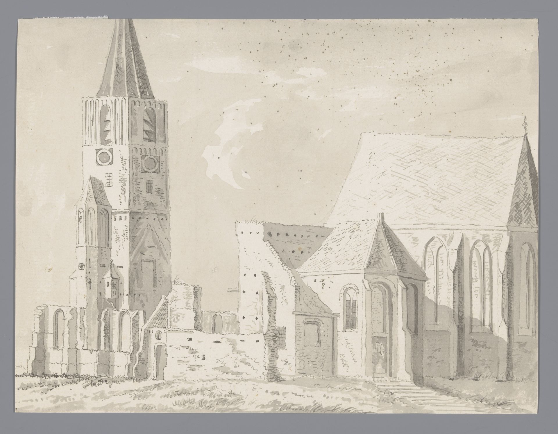 Kerk te Warmond en de ruïne daarvan by Hendrik Tavenier