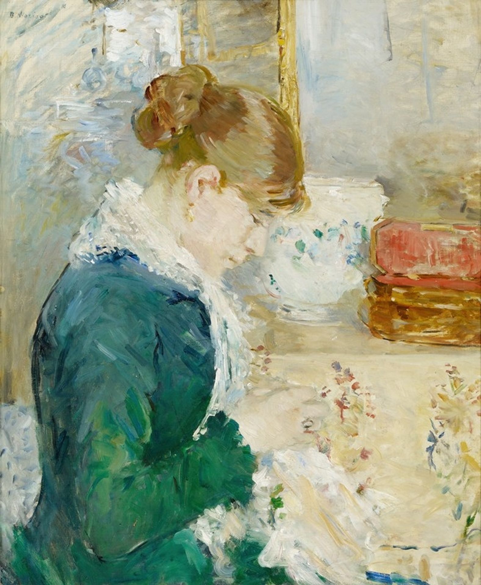 Femme cousant by Berthe Morisot