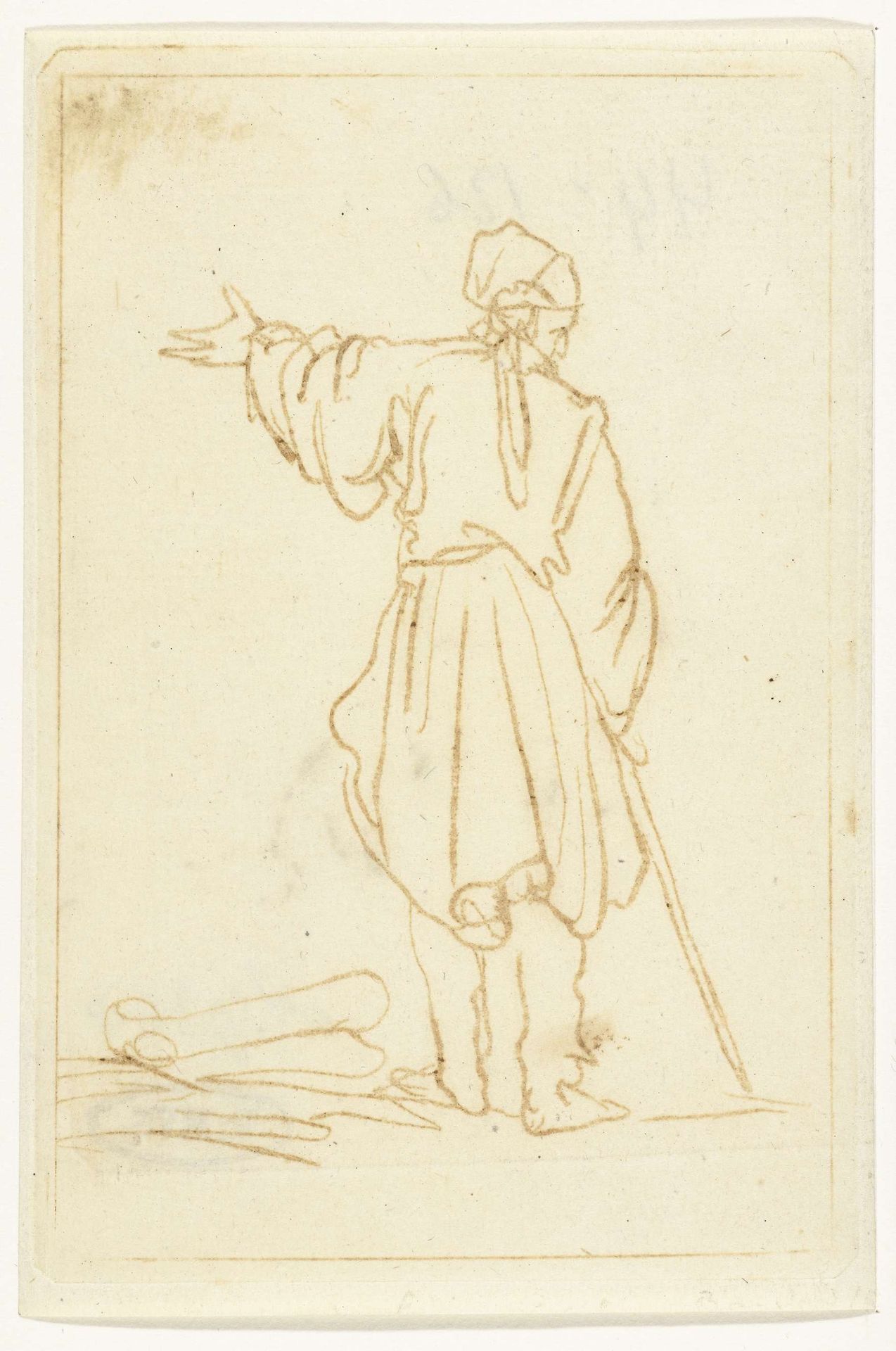 Man met stok, op zijn rug gezien by Ernst Willem Jan Bagelaar