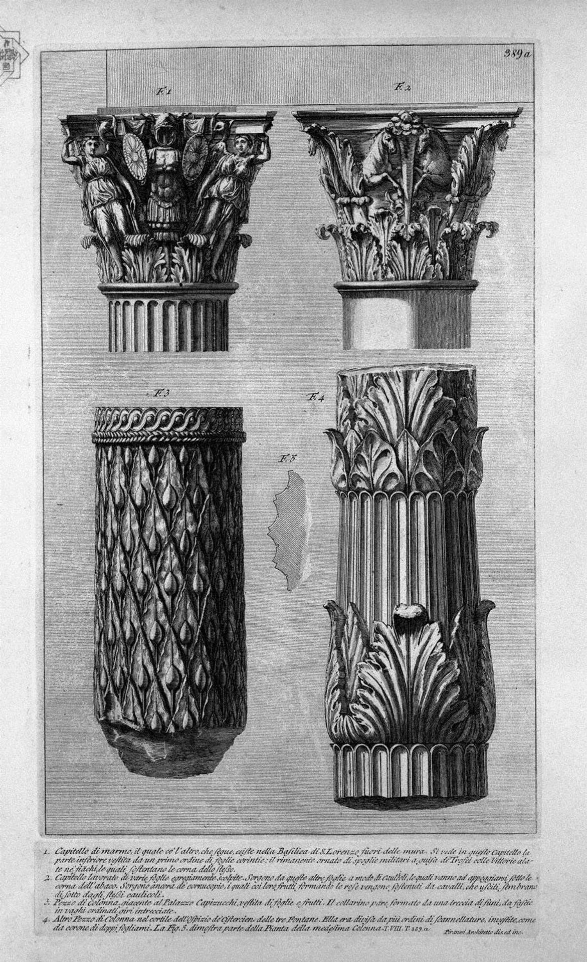 Pieces of columns and capitals by Giovanni Battista Piranesi