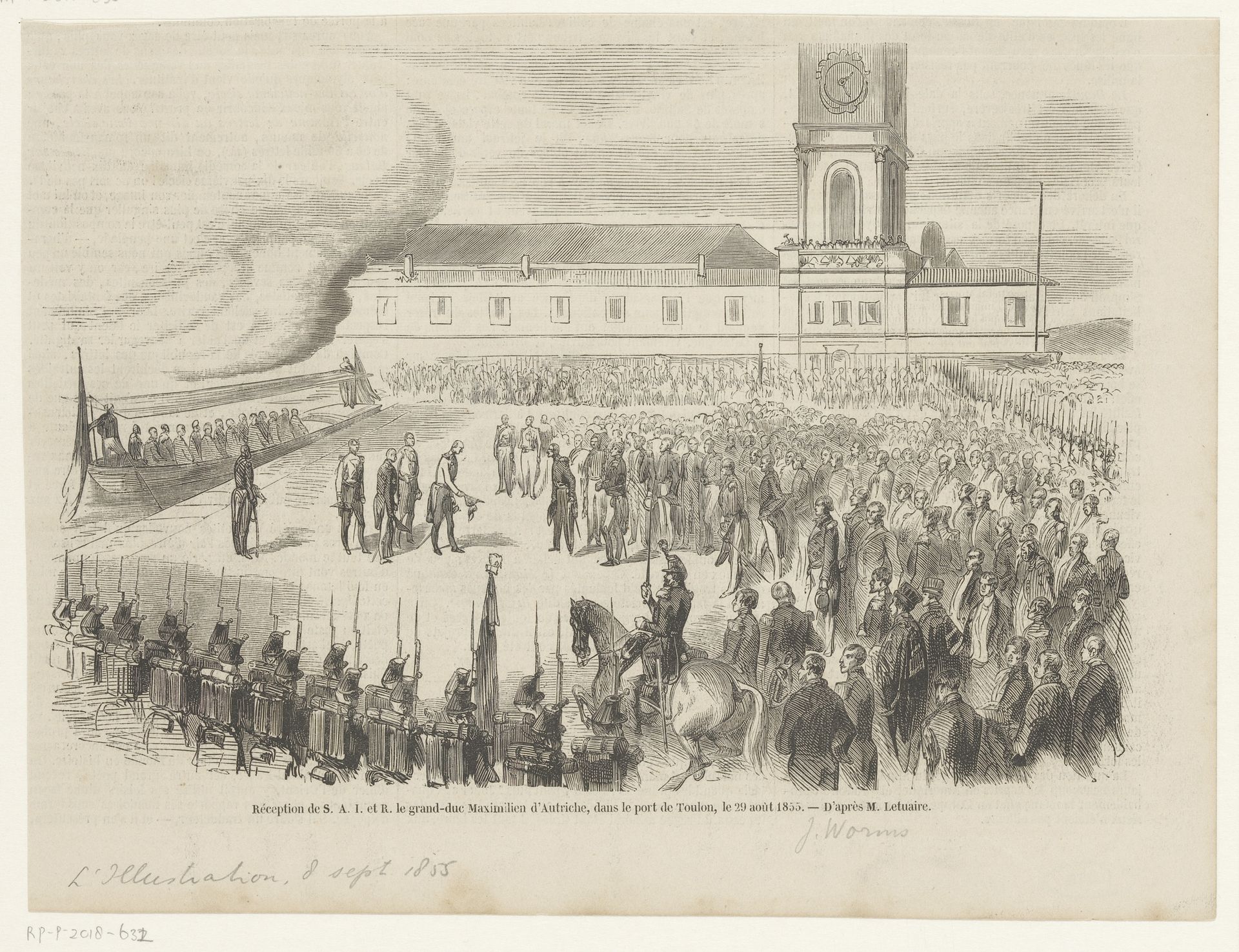 Ontvangst van aartshertog Maximiliaan in Toulon, 1855 by Jules Worms