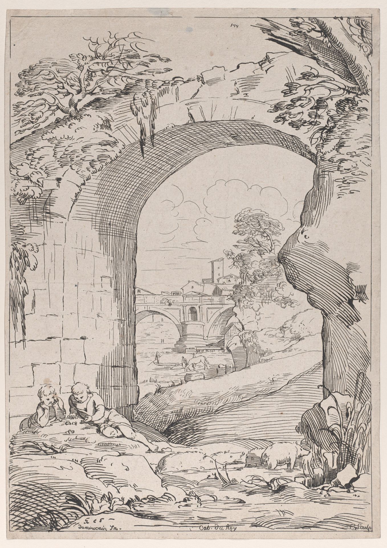 Landscape with Bridge by Anne Claude Philippe Caylus