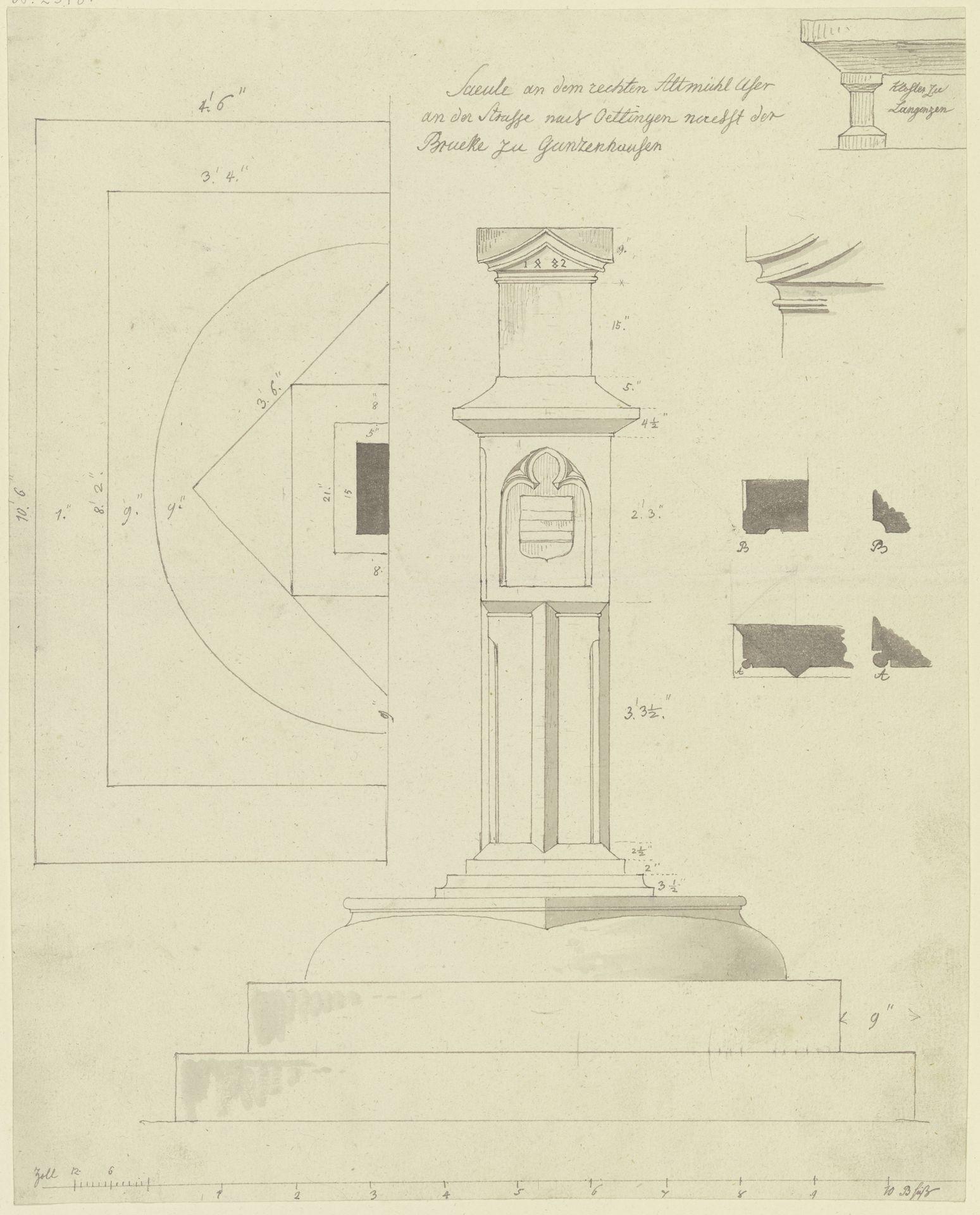 Säule an dem rechten Altmühl Ufer an der Straße nach Oettingen nächst der Brücke zu Gunzenhausen by Karl Ballenberger