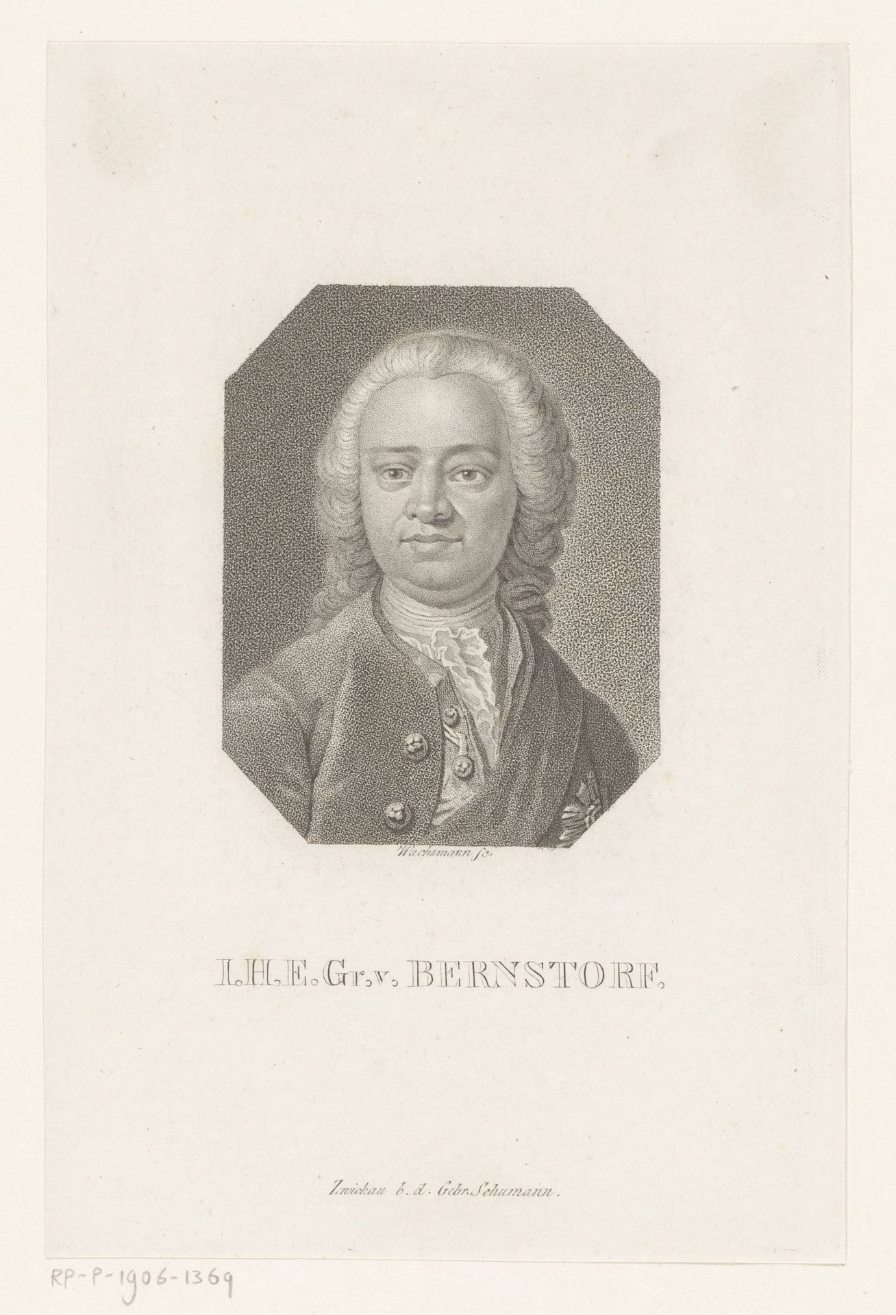Portret van Johann Hartwig, Graf von Bernstorff by Anton Wachsmann
