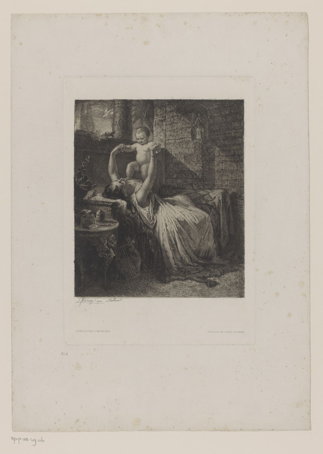 Jonge moeder met baby by Léopold Flameng