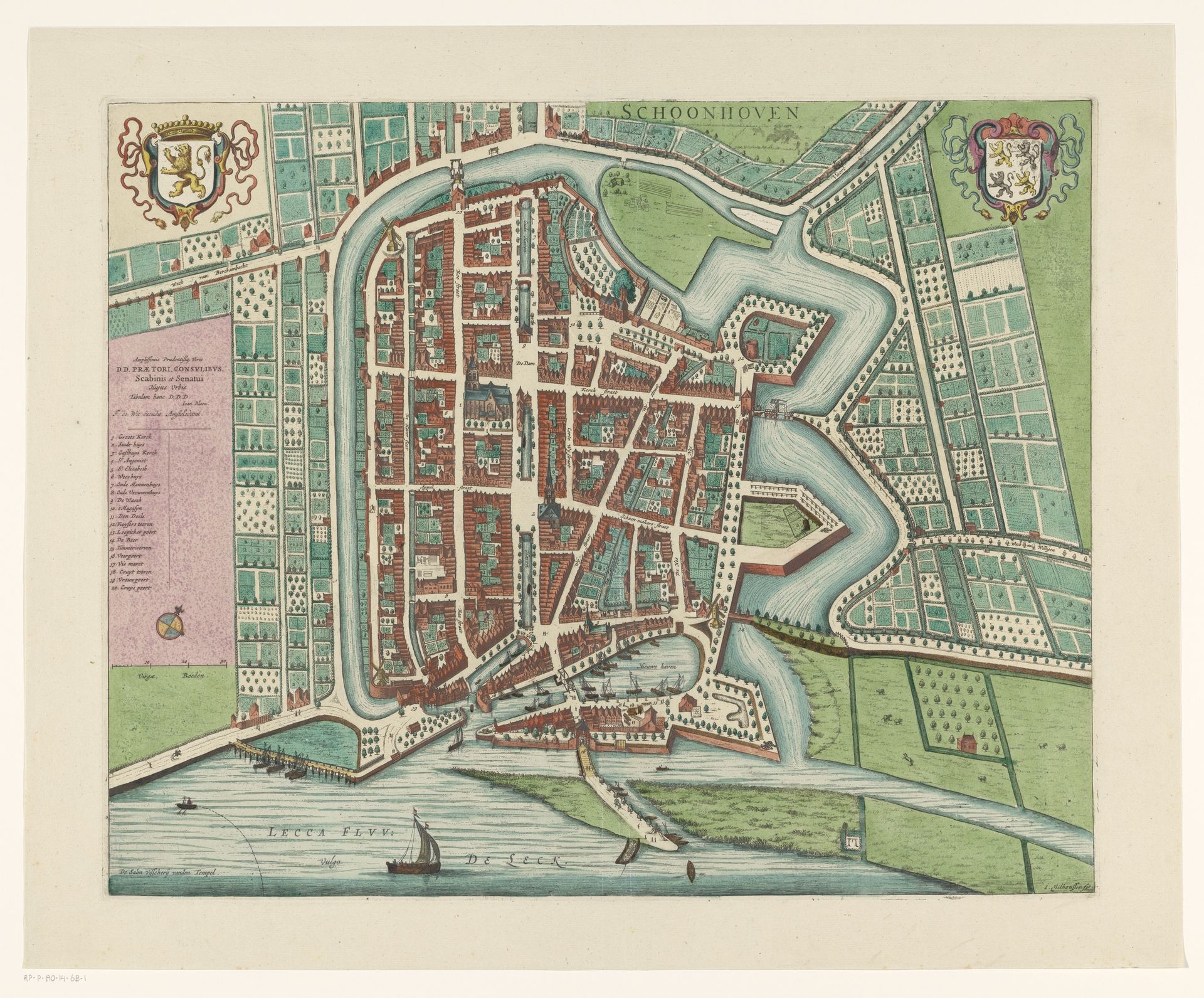 Plattegrond van Schoonhoven by Julius Milheuser