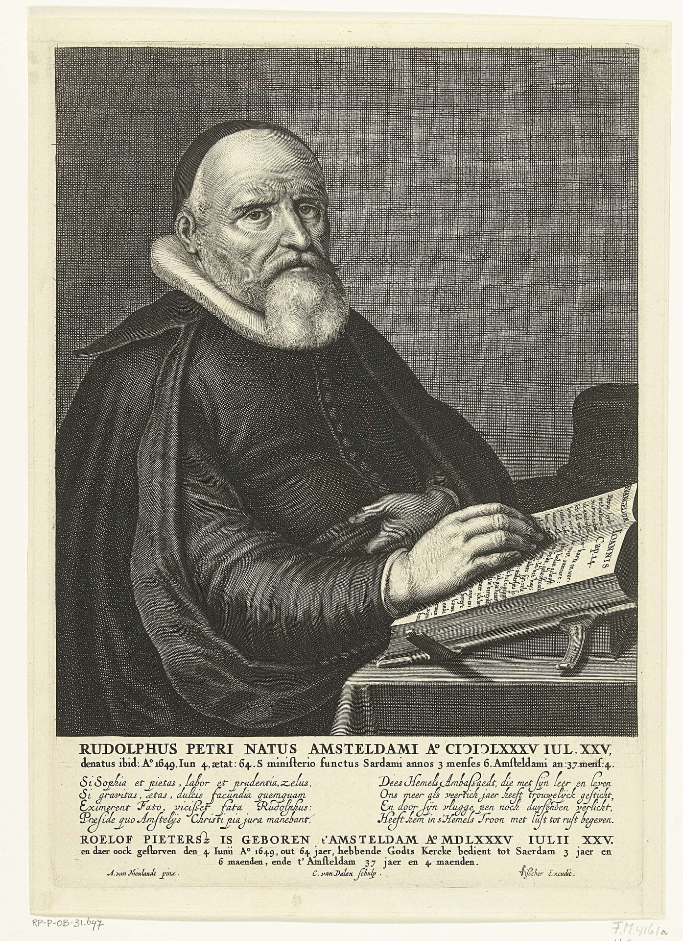 Portret van Rudolphus Petri by Cornelis van Dalen I