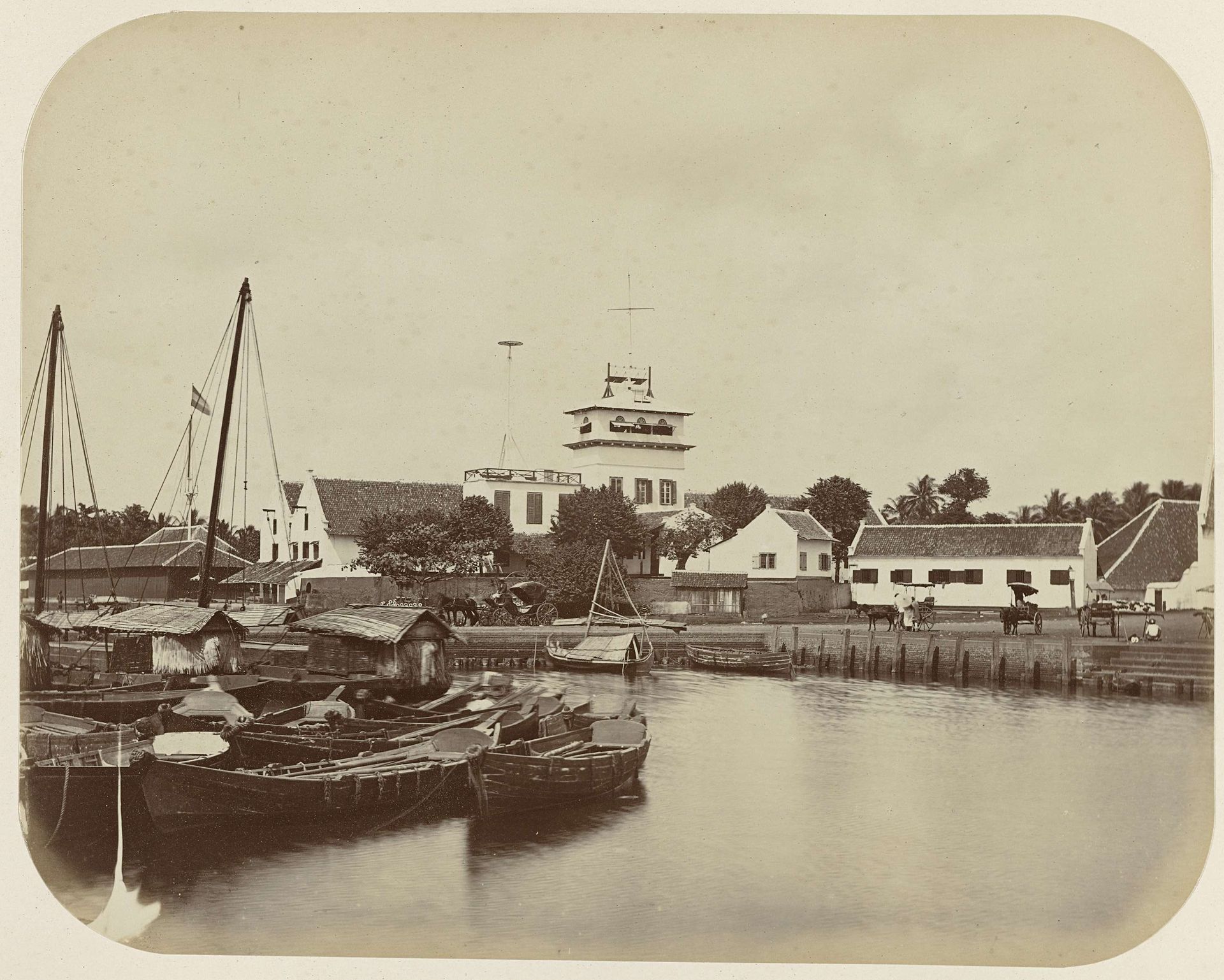 De Uitkijk aan het Havenkanaal te Batavia by Woodbury & Page