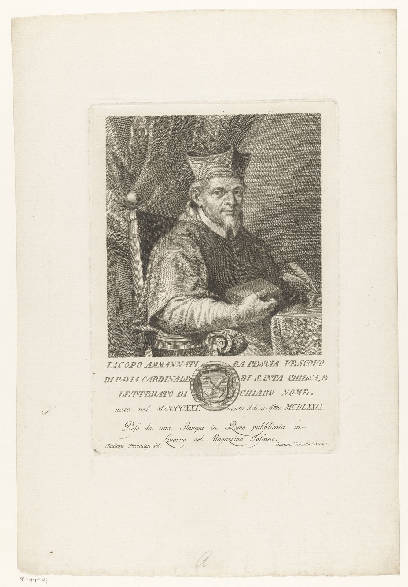 Portret van kardinaal Jacopo Ammannati by Gaetano Vascellini