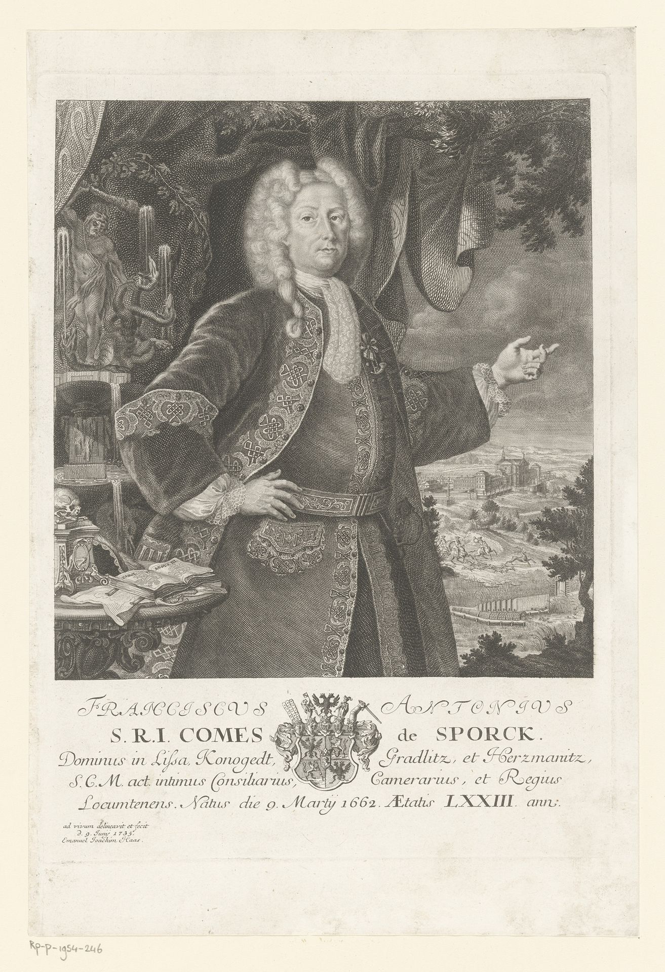 Portret van Franz Anton von Sporck op 73-jarige leeftijd by Emanuel Joachim Haas