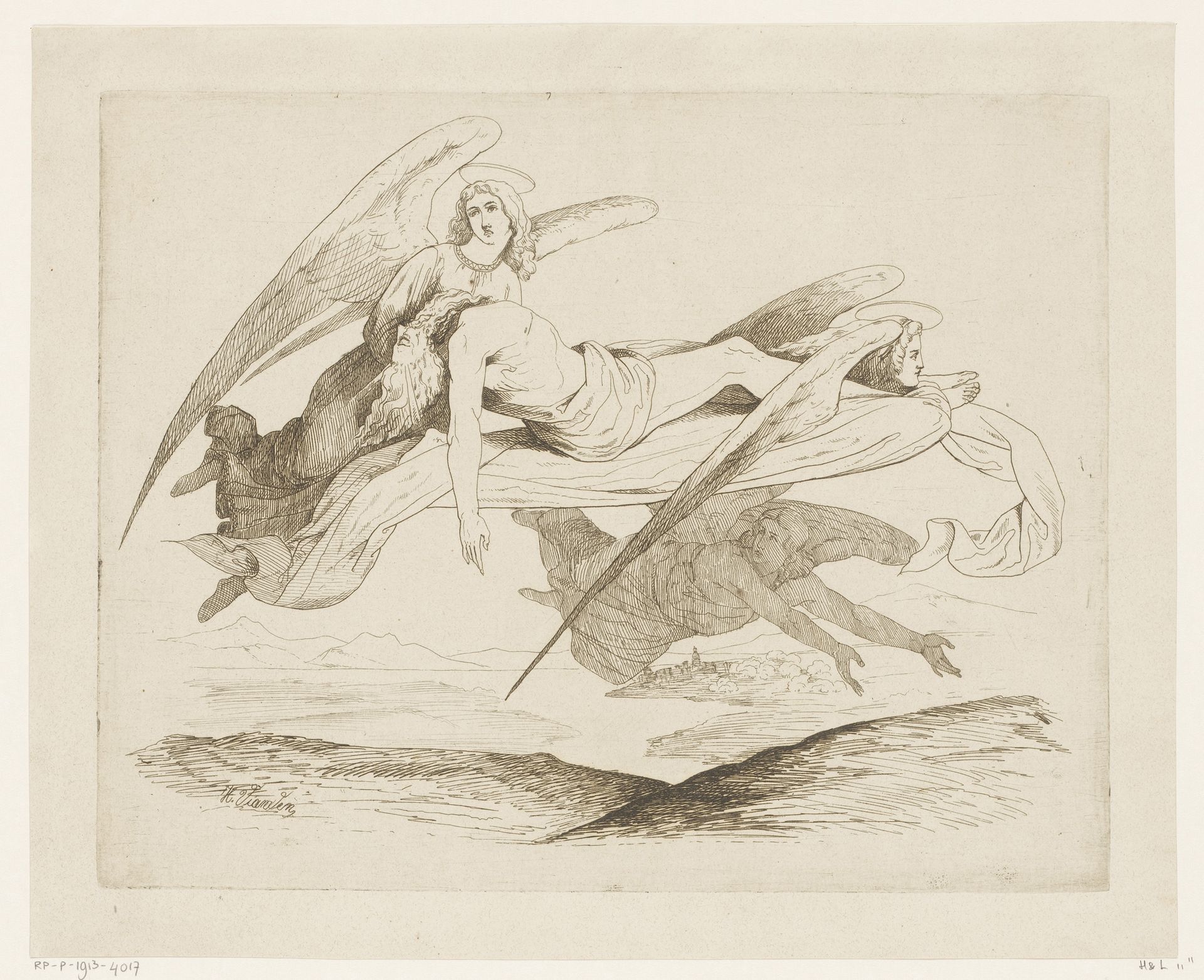 Heilige door engelen gedragen by Heinrich Vianden
