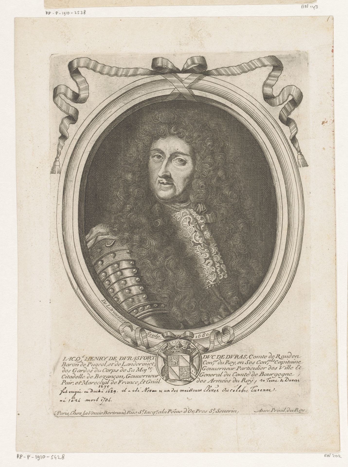 Portret van Jacques Henri de Durfort de Duras by Nicolas de (I) Larmessin