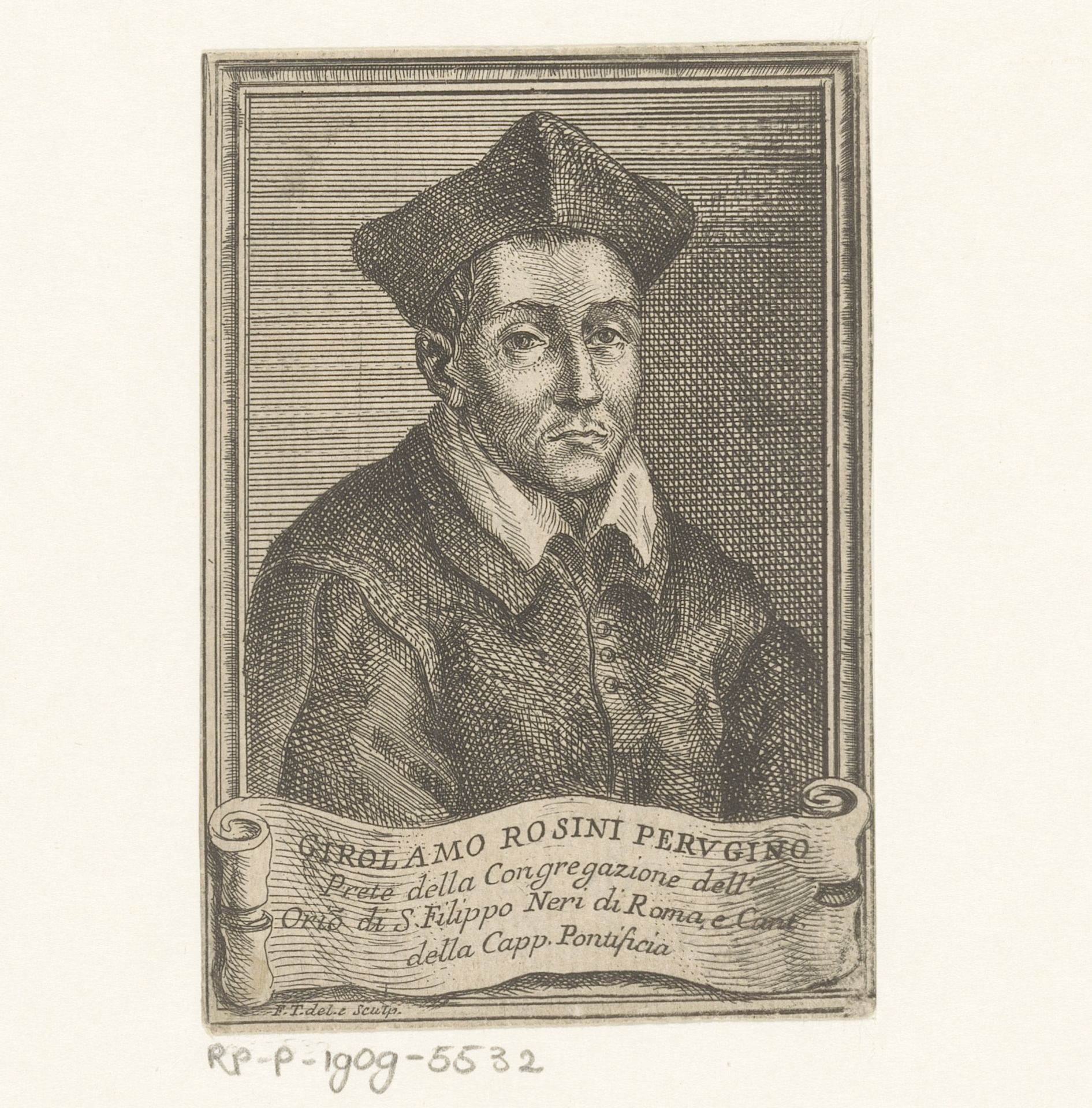 Portret van geestelijke Girolamo Rosini by Monogrammist FT