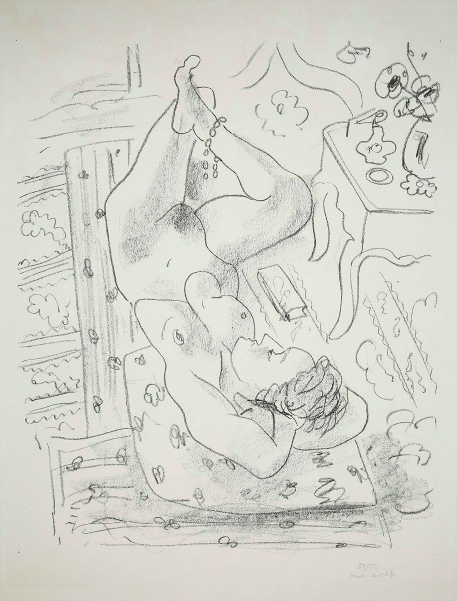 Nu renversé près d’une table Louis XV by Henri Matisse