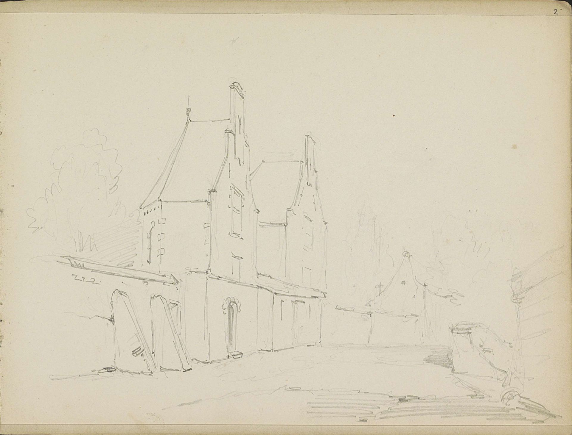 Gezicht op een straat by Adrianus Eversen