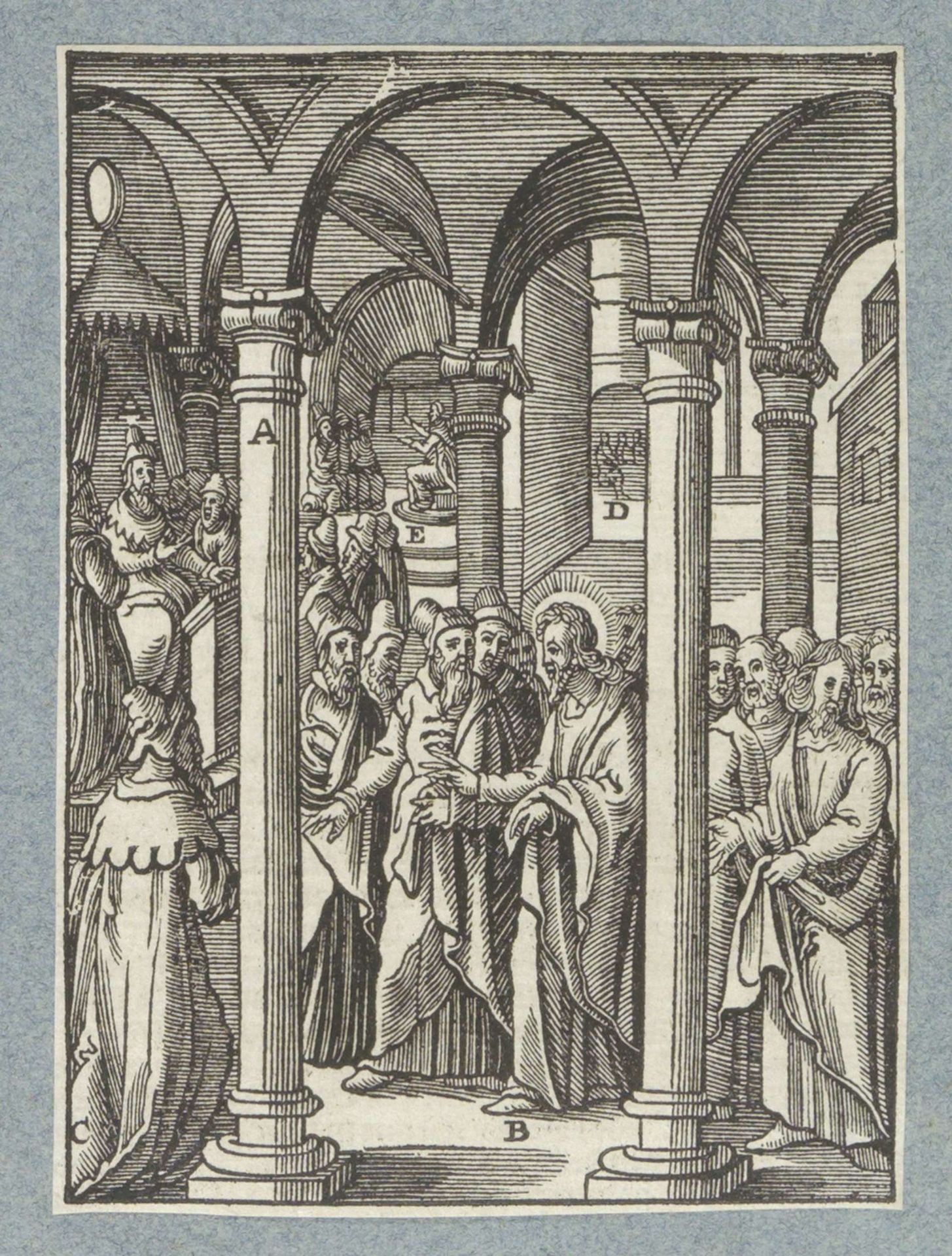 Christus predikt tegenover de schriftgeleerden en de farizeeën by Christoffel van (II) Sichem