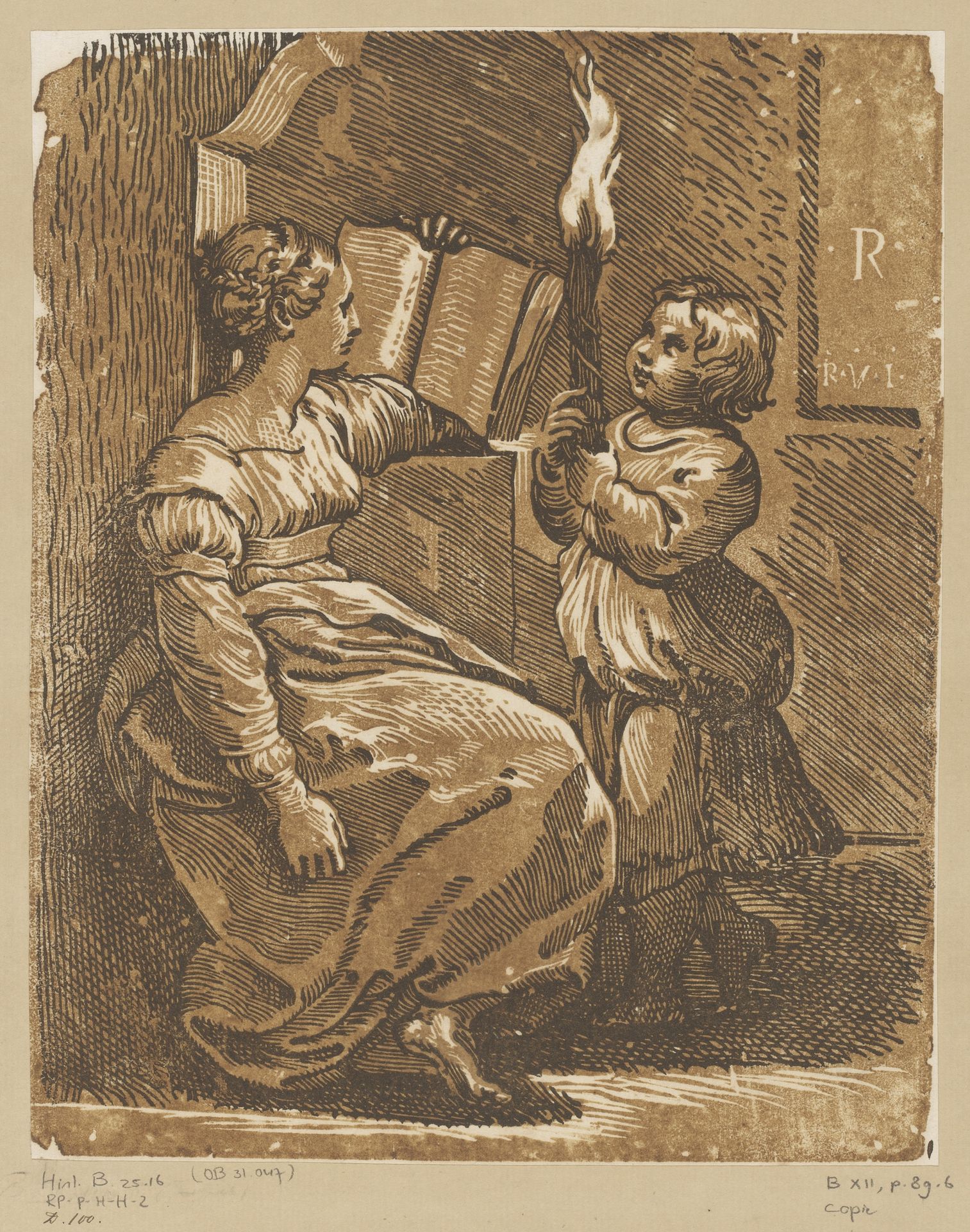 Lezende Sibille met kind by Antonio da Trento