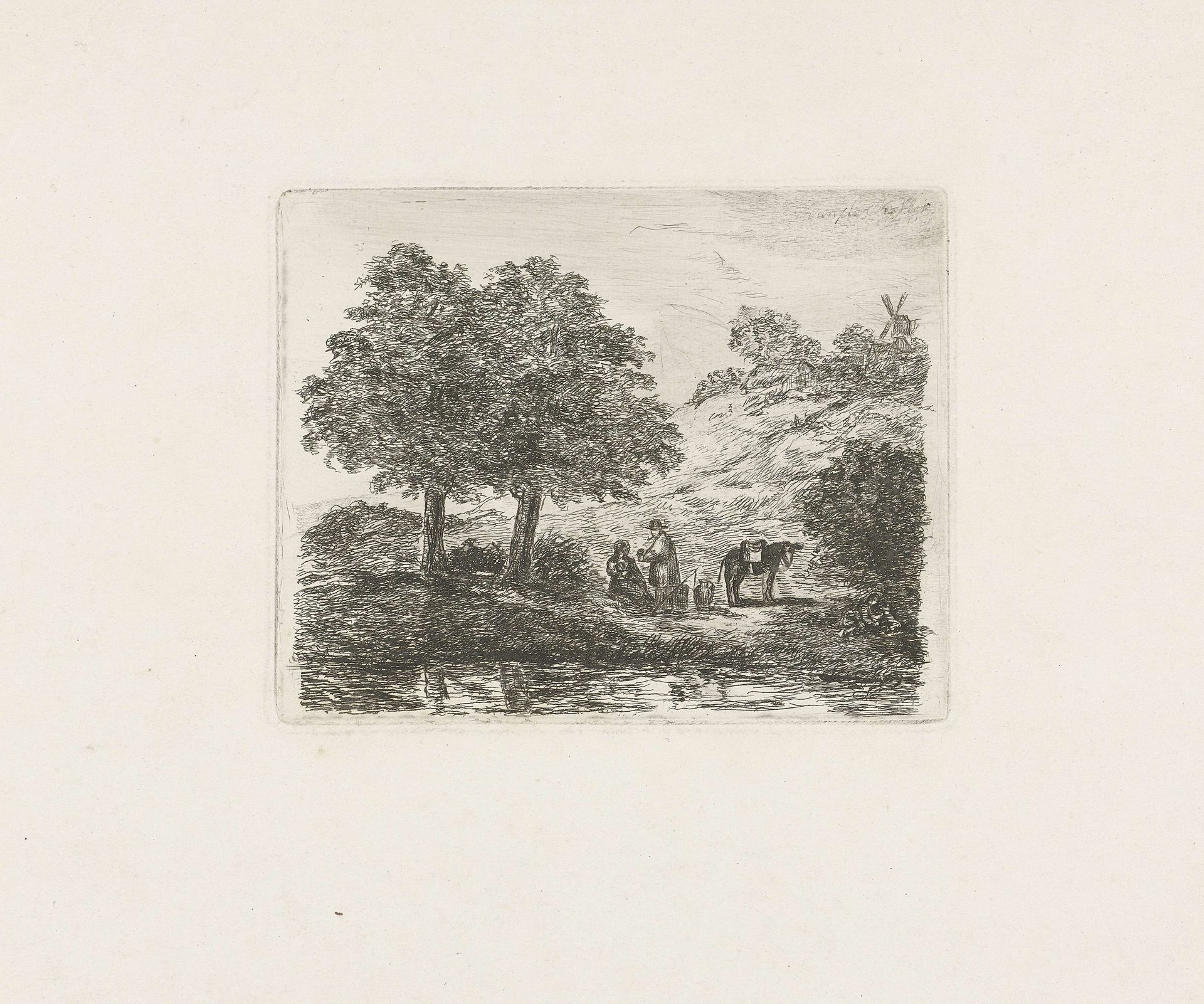 Landschap met familie by David van der (1804-1879) Kellen