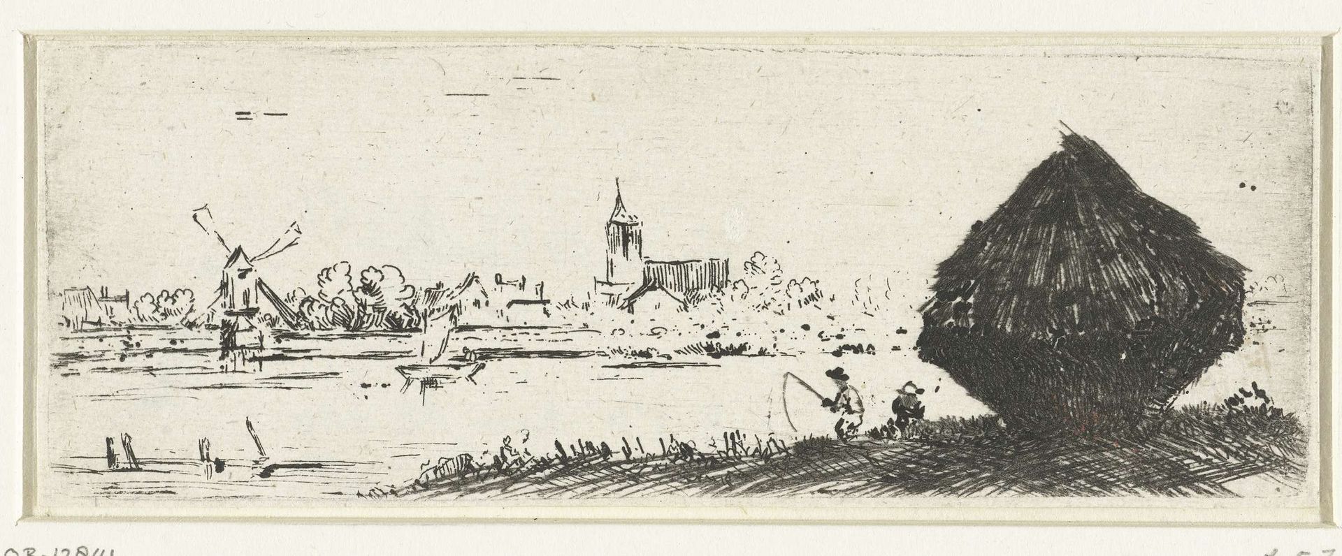 Landschap met hooiberg by Anonymous