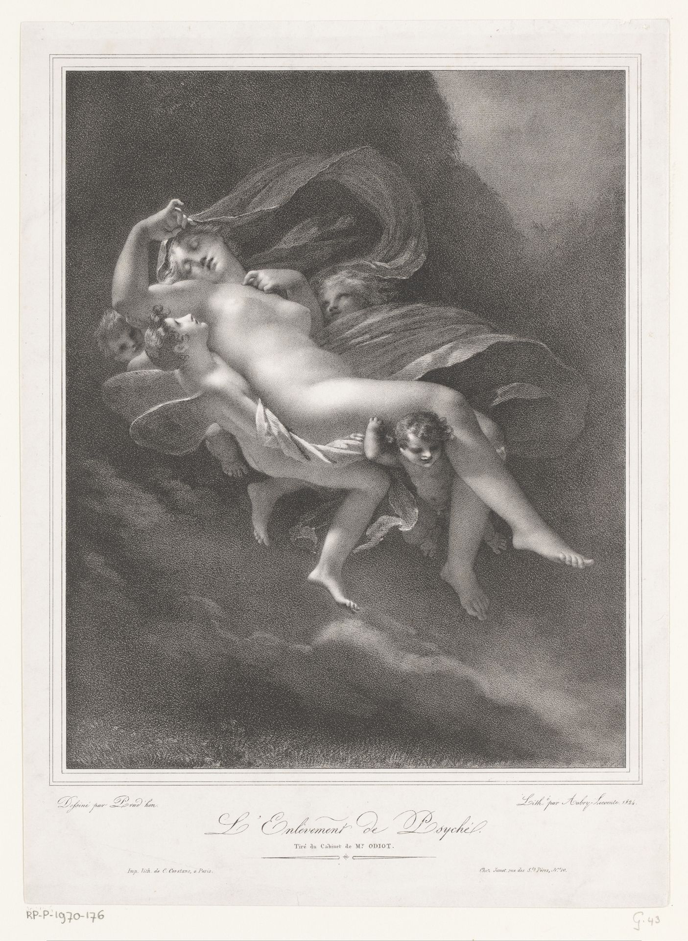 Psyche stijgt op naar de Olympus by Hyacinthe-Louis-Victor-Jean-Baptiste Aubry-Lecomte