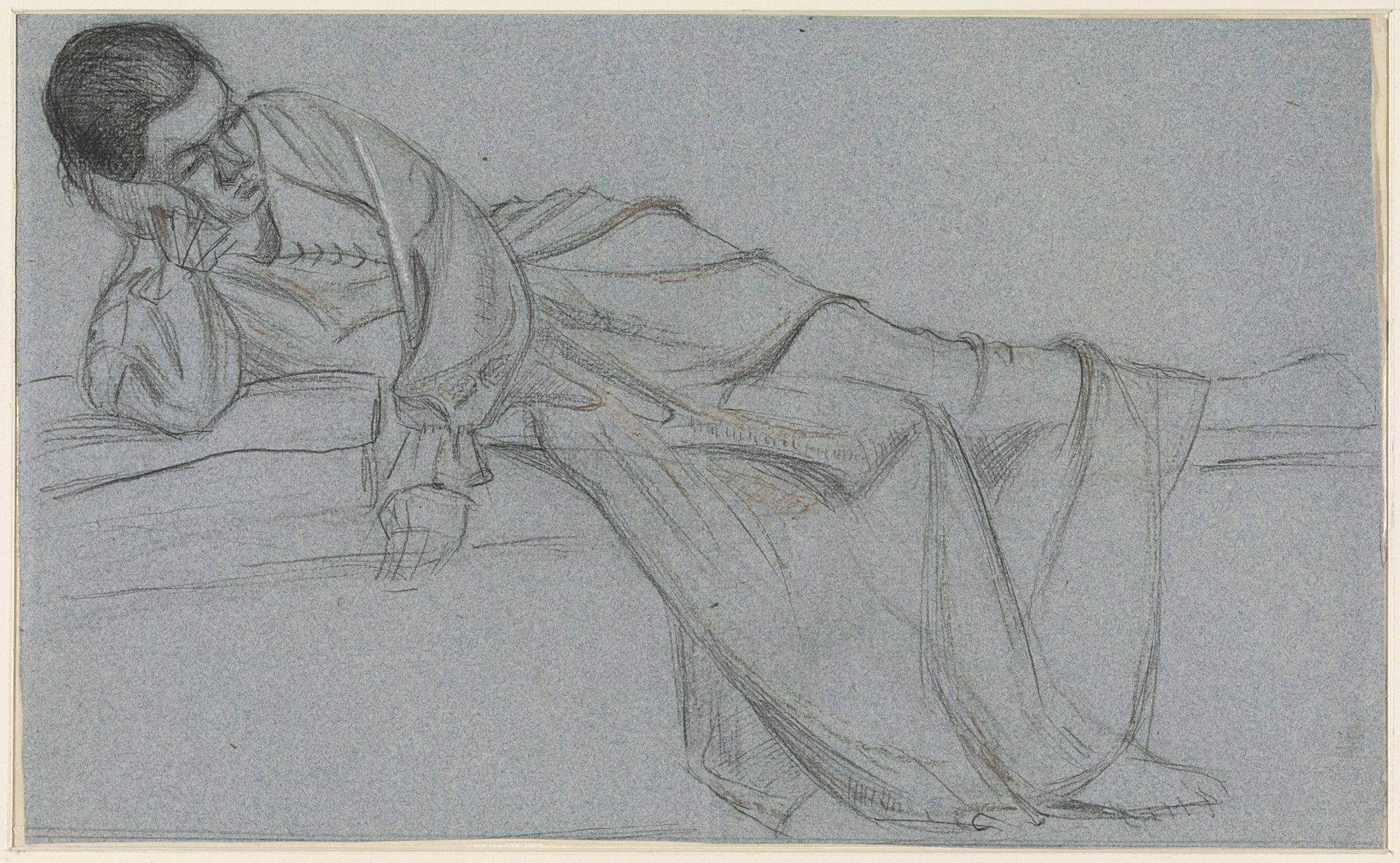 Liggende vrouw op een bank by Jules Troquet