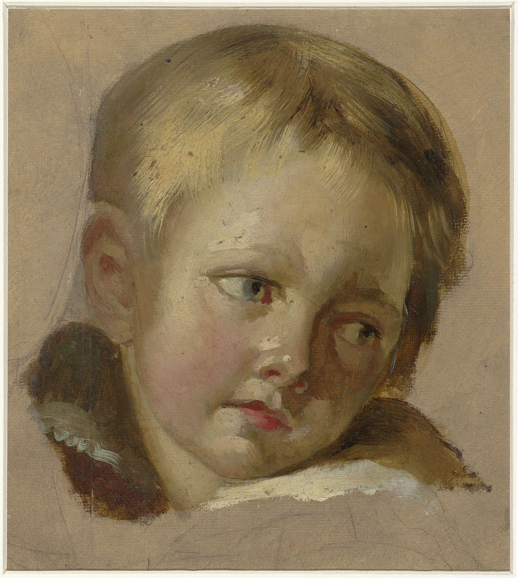 Schets van een kinderkopje met lichtblond haar by Louis Léopold Boilly