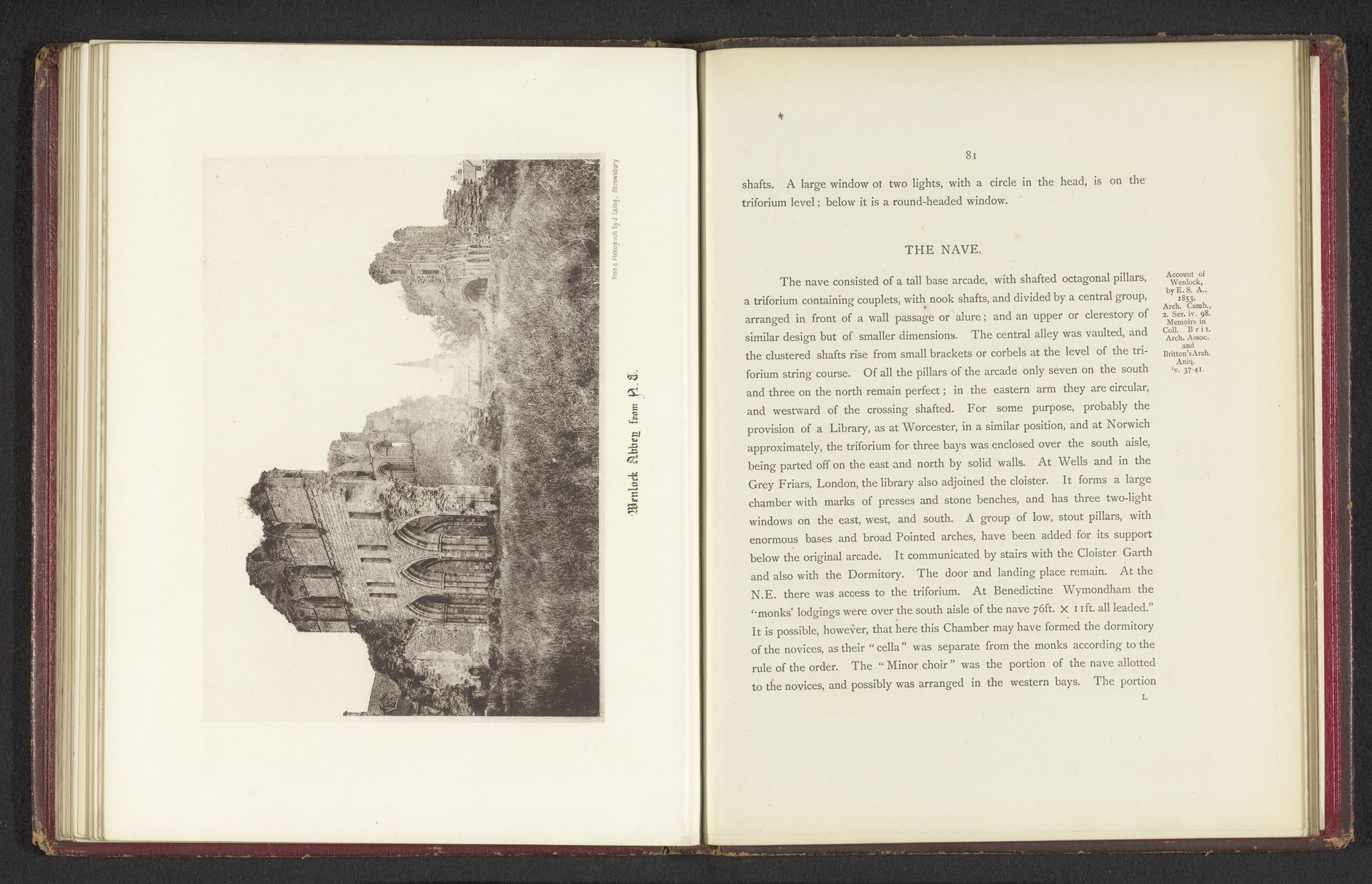 Gezicht op de ruïne van Wenlock Priory by J. Laing