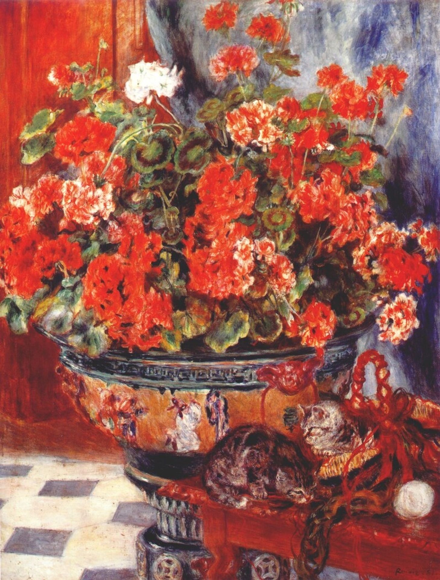 Geraniums and Cats by Pierre-Auguste Renoir
