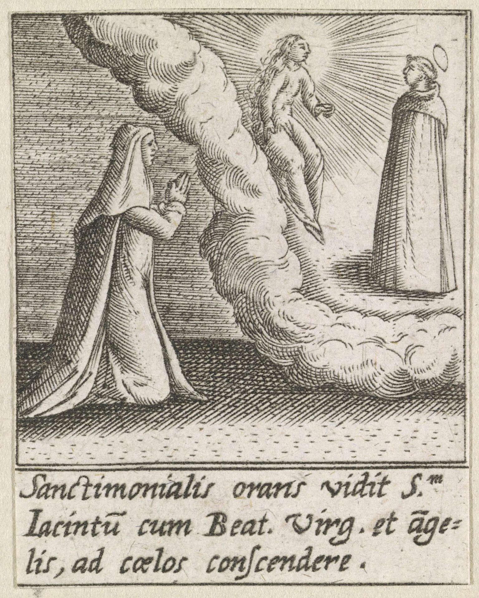 Visioen van de maagd Maria en de Heilige Hyacinthus van Polen by Johann Sadeler I