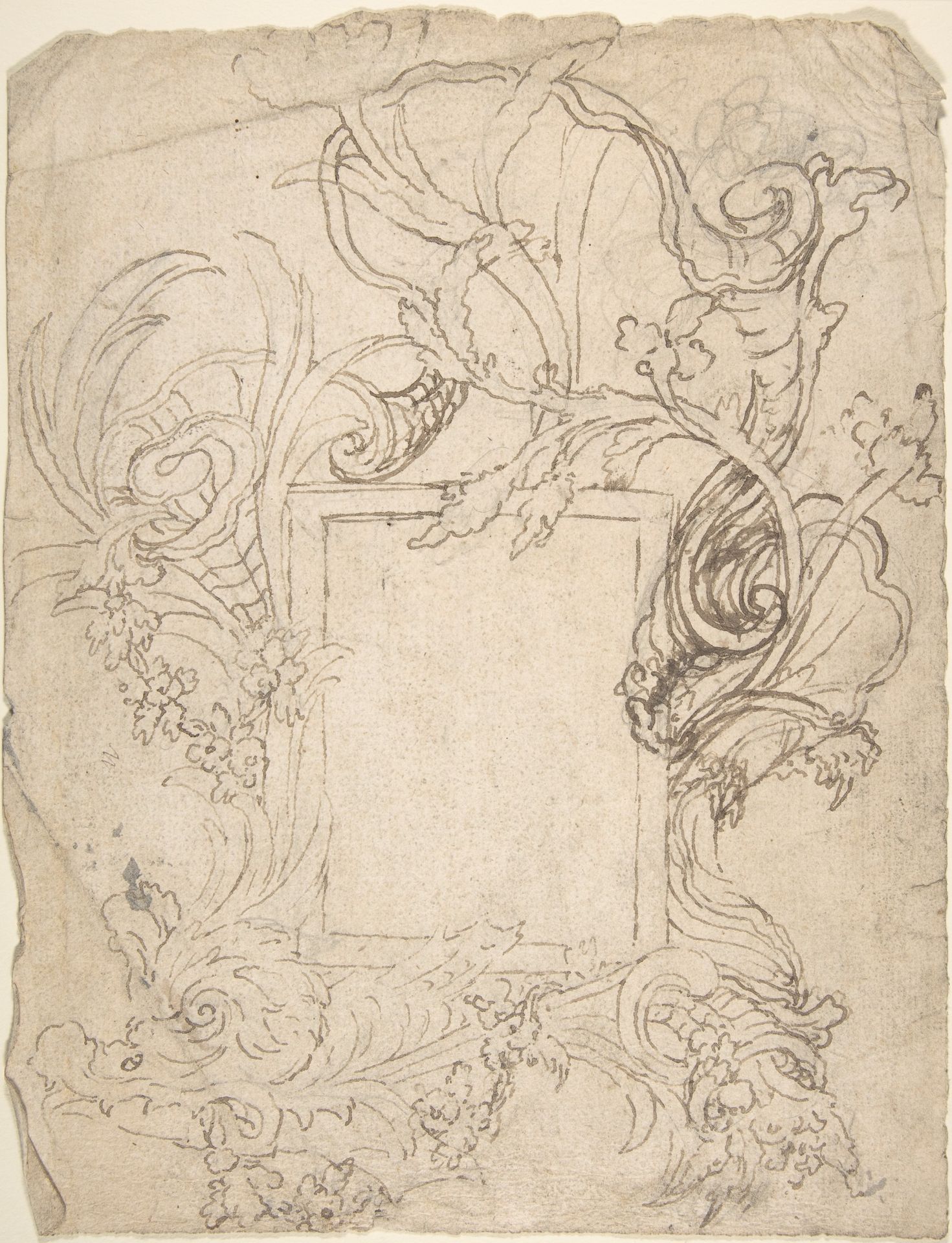 Design for a Cartouche (recto); Design for a Cartouche (verso) by Anonymous