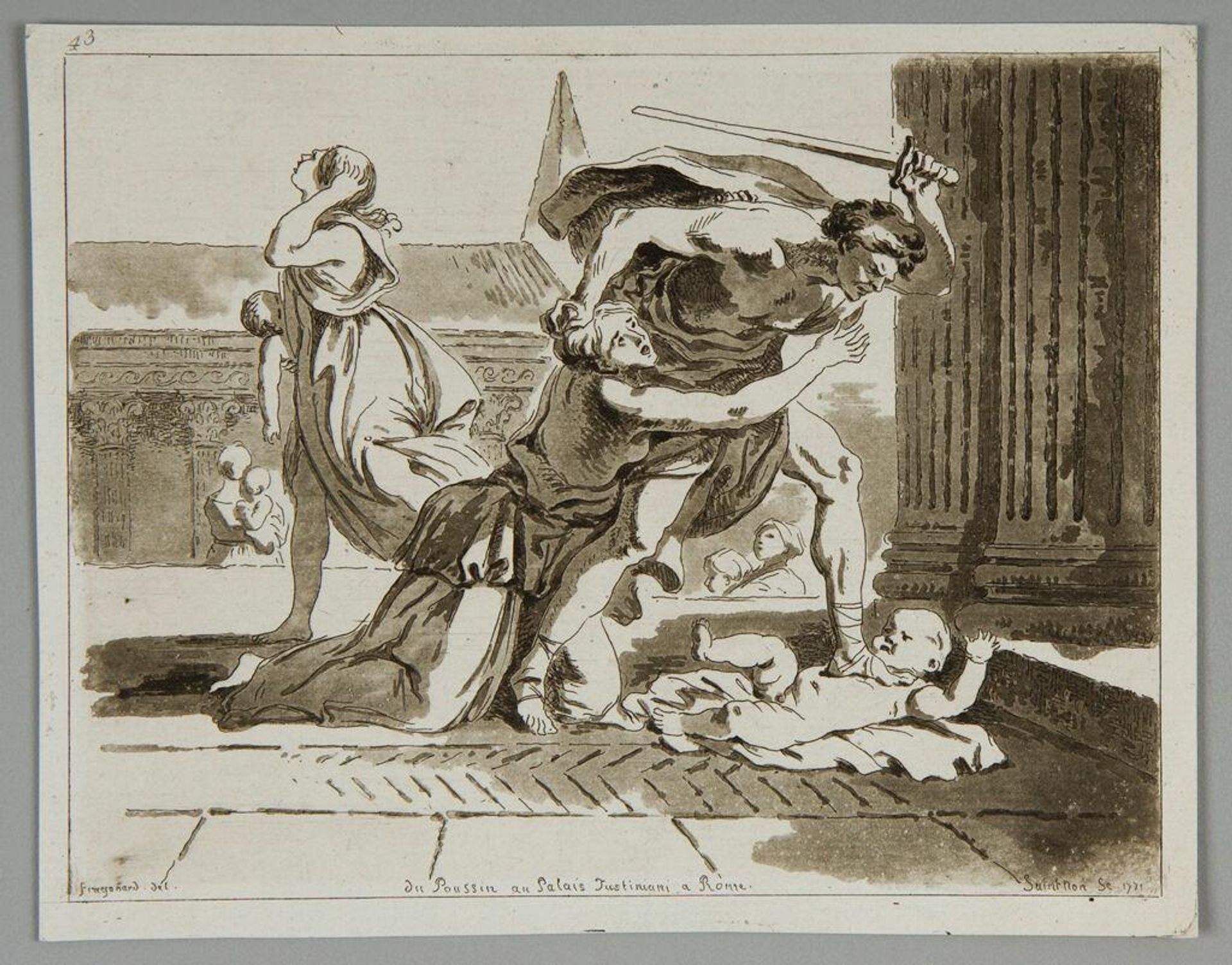 Poussin's "Massacre of the Innocents" in the Justiniani Palace, Rome by Jean-Claude Richard, AbbÃ© de Saint-Non