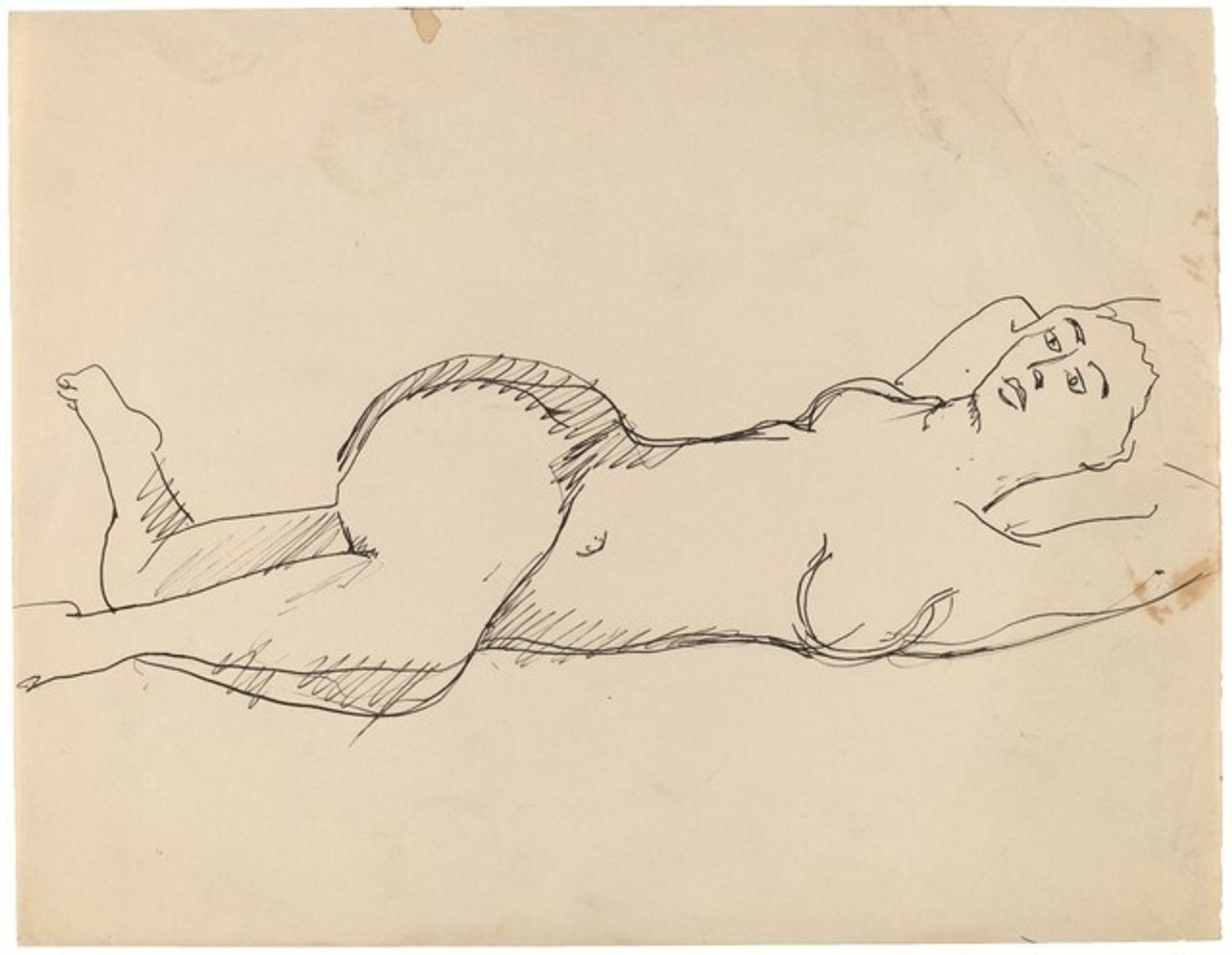 Nude Reclining to the Right, Arms beneath Head, Vertically Posed by Mark Rothko