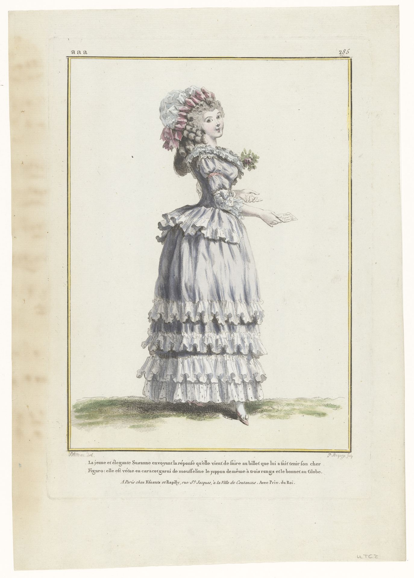 Gallerie des Modes et Costumes Français, 1785, aaa. 285: La belle et élegante Suzann (...) by Pierre Charles Baquoy