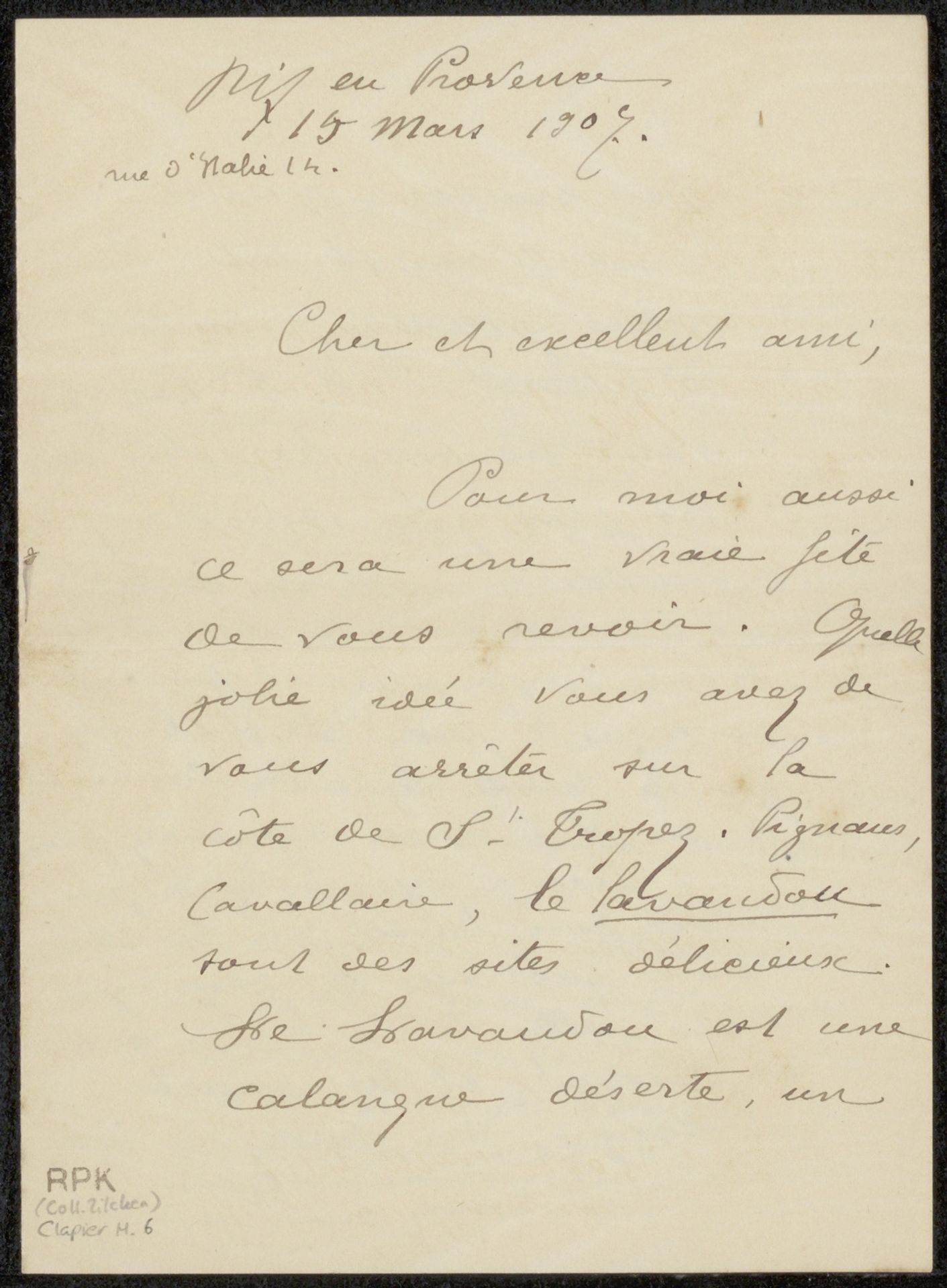 Brief aan Philip Zilcken by Eugénie Clapier-Houchart