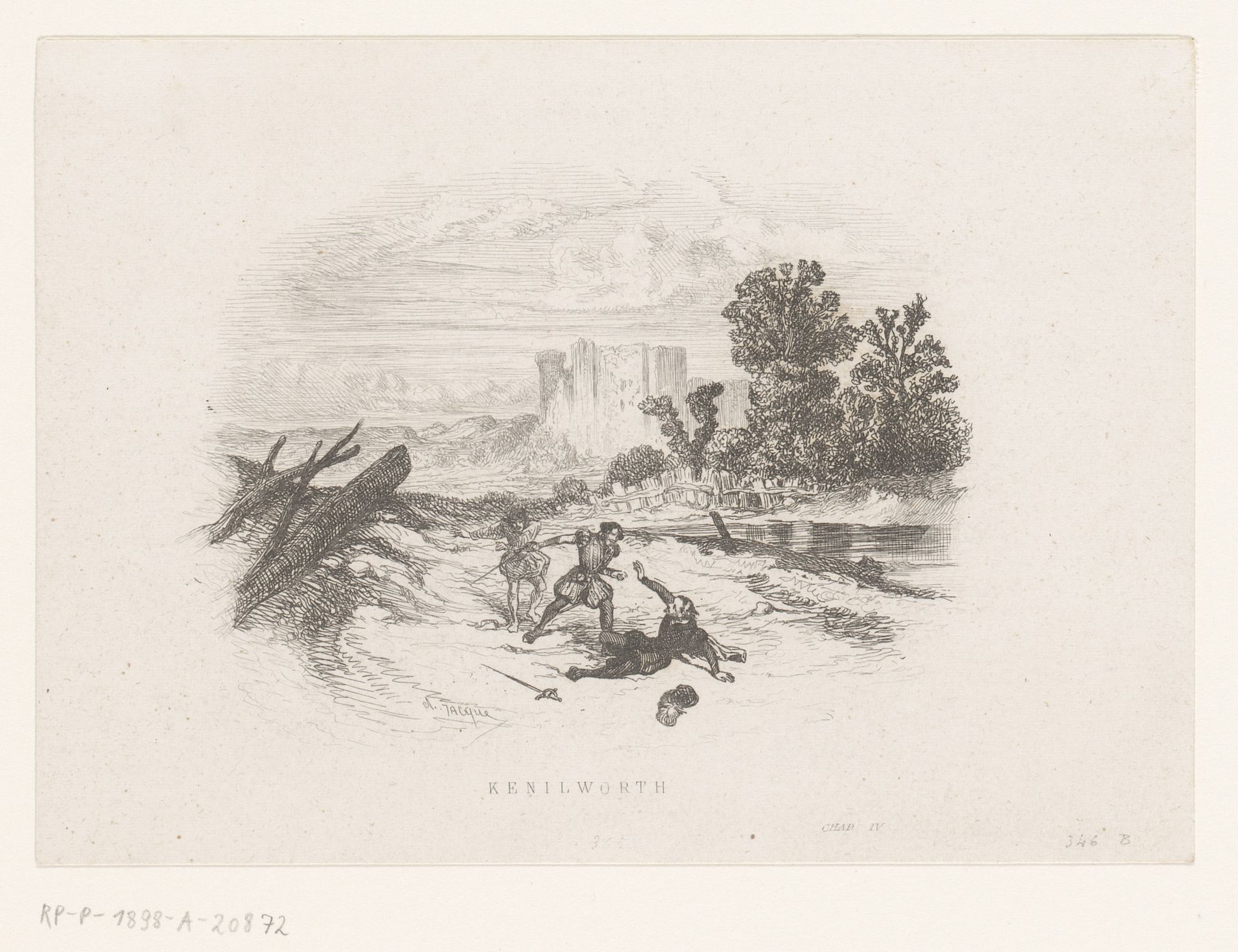 Gevecht aan het water by Charles Jacque