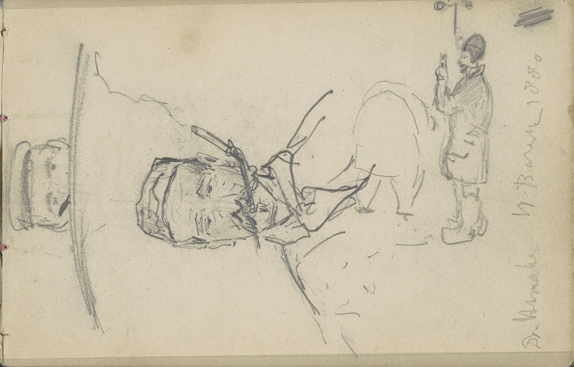 Figuurstudies en een portret van de scheepsarts dr. W. Hamaker by Louis Apol