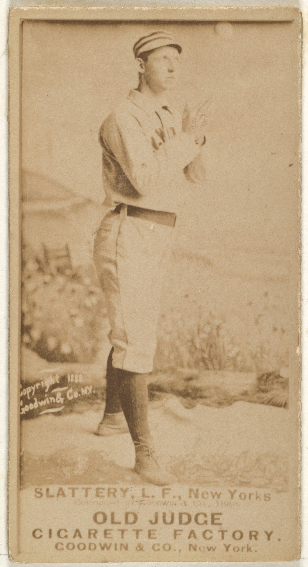 Michael J. Slattery, Left Field, New York, from the Old Judge series (N172) for Old Judge Cigarettes by Goodwin & Company