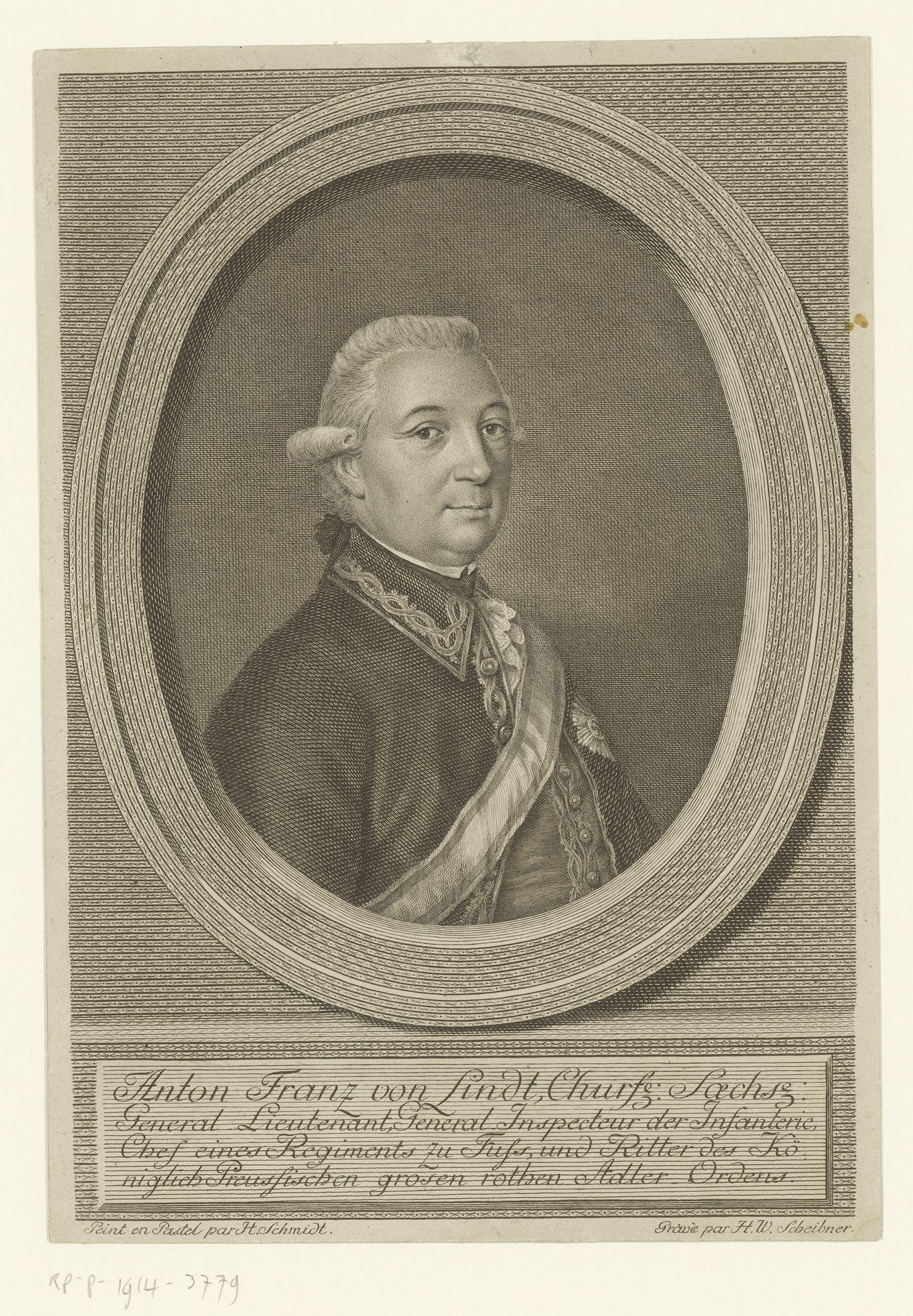 Portret van Anton Franz Hermann von Lindt by H.W. Scheibner