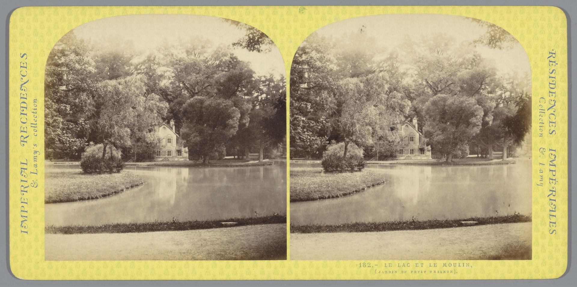 Gezicht op het meer en de molen in Le Hameau de la Reine bij het Petit Trianon by Ernest Eléonor Pierre Lamy