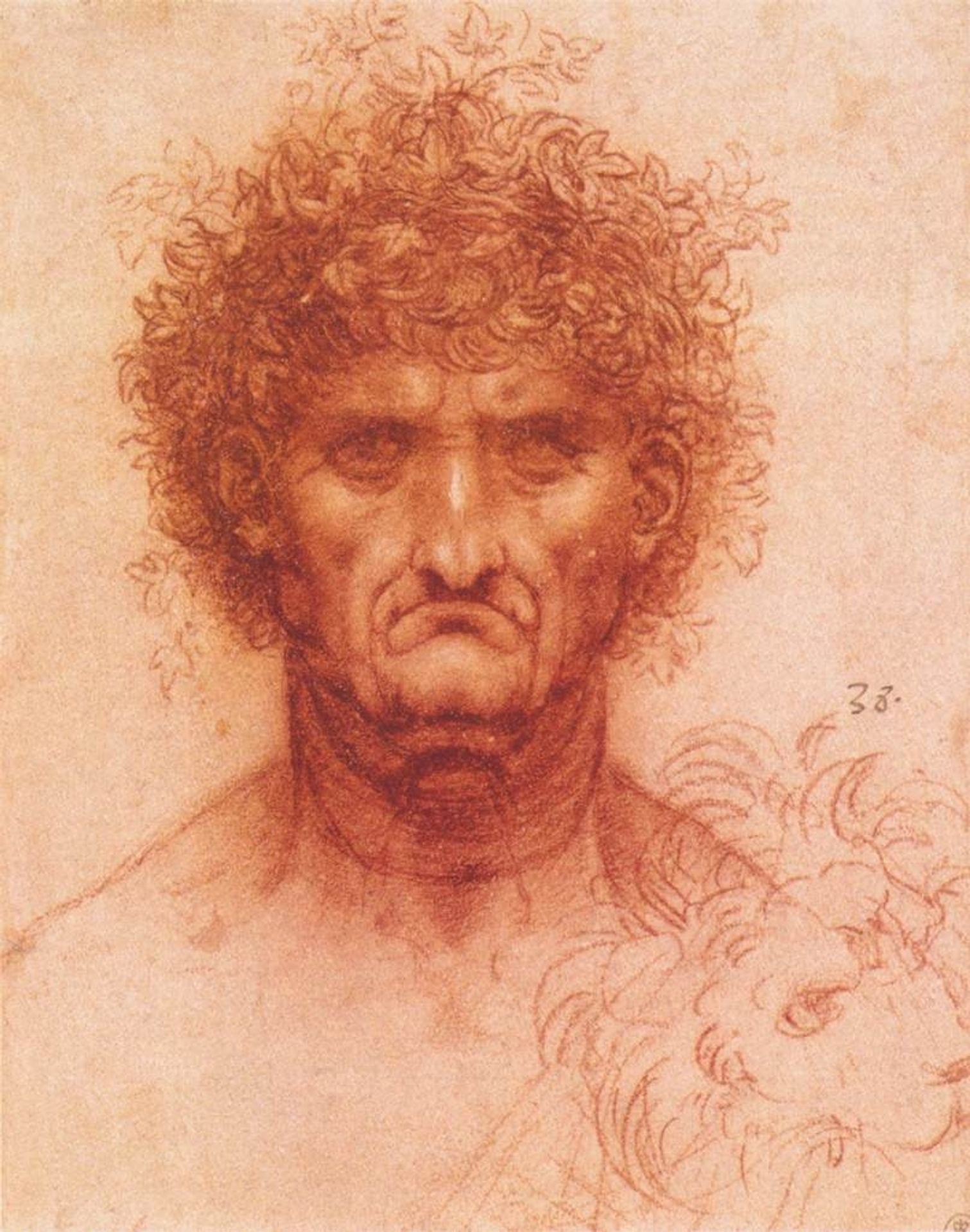Old man with ivy wreath and lion's head by Leonardo da Vinci