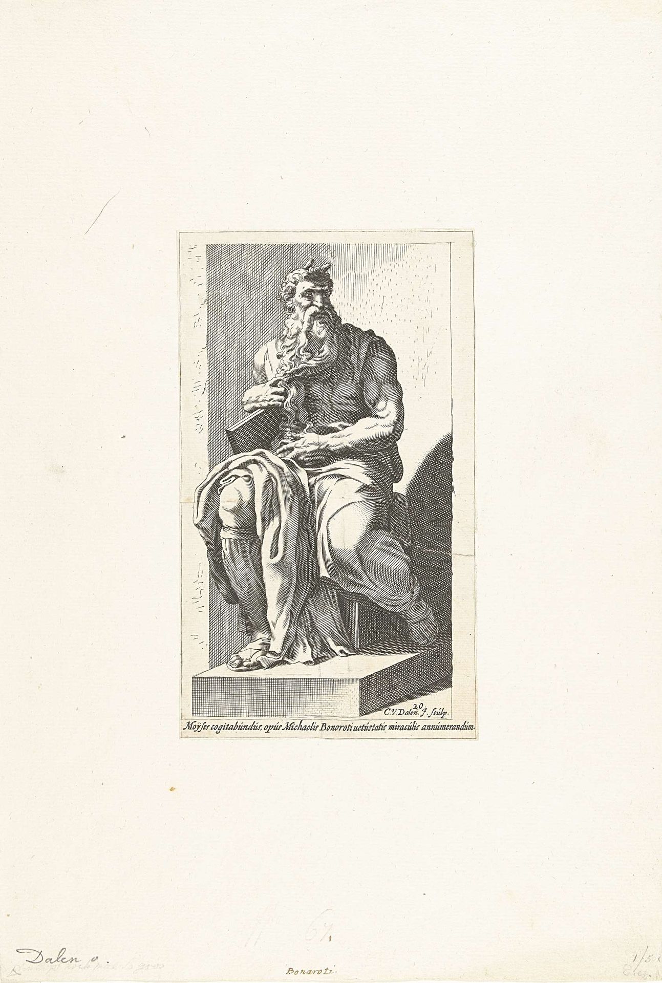 Beeld van Mozes te Rome by Cornelis van (II) Dalen